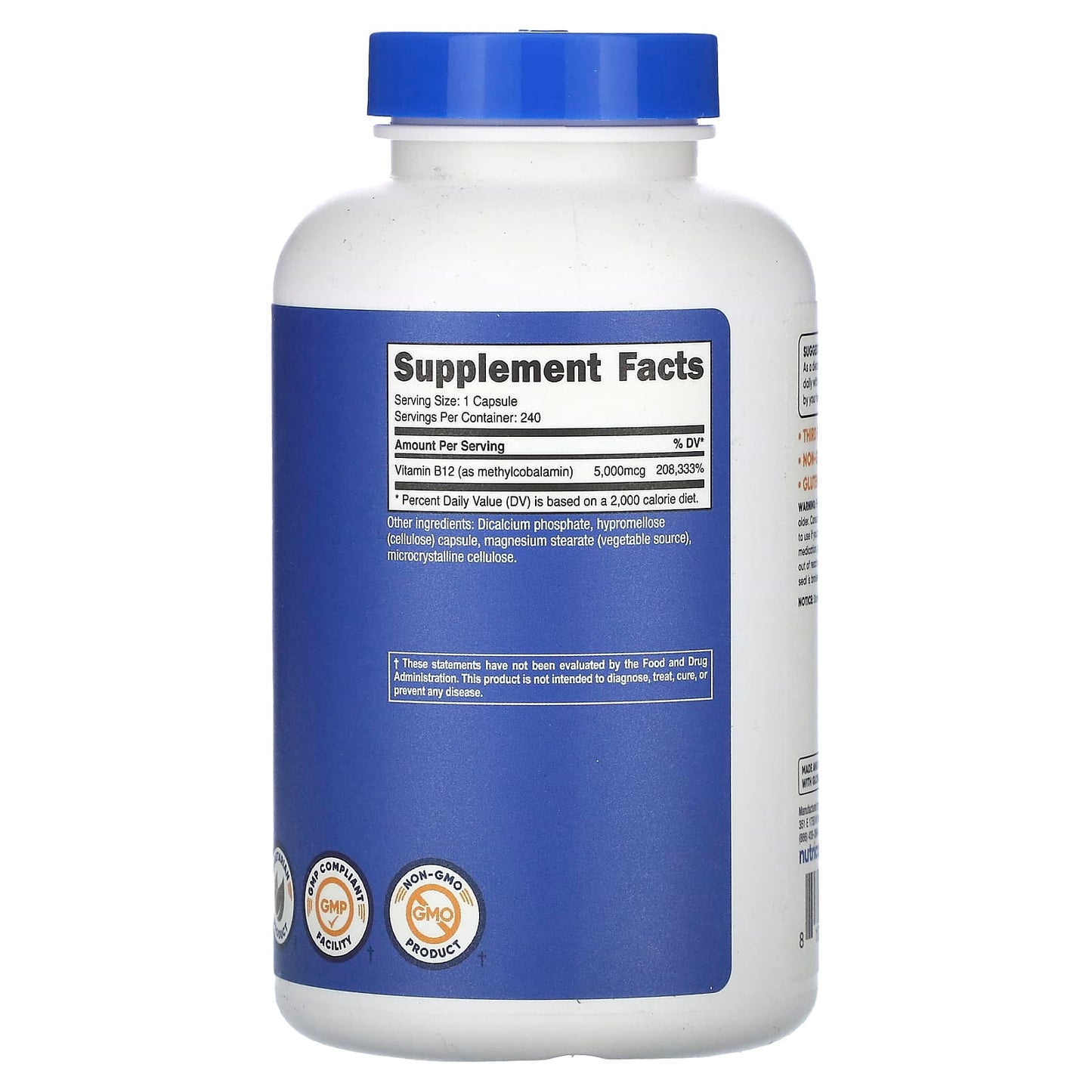 Nutricost, Vitamin B12, 5,000 mcg, 240 Capsules - Image 2