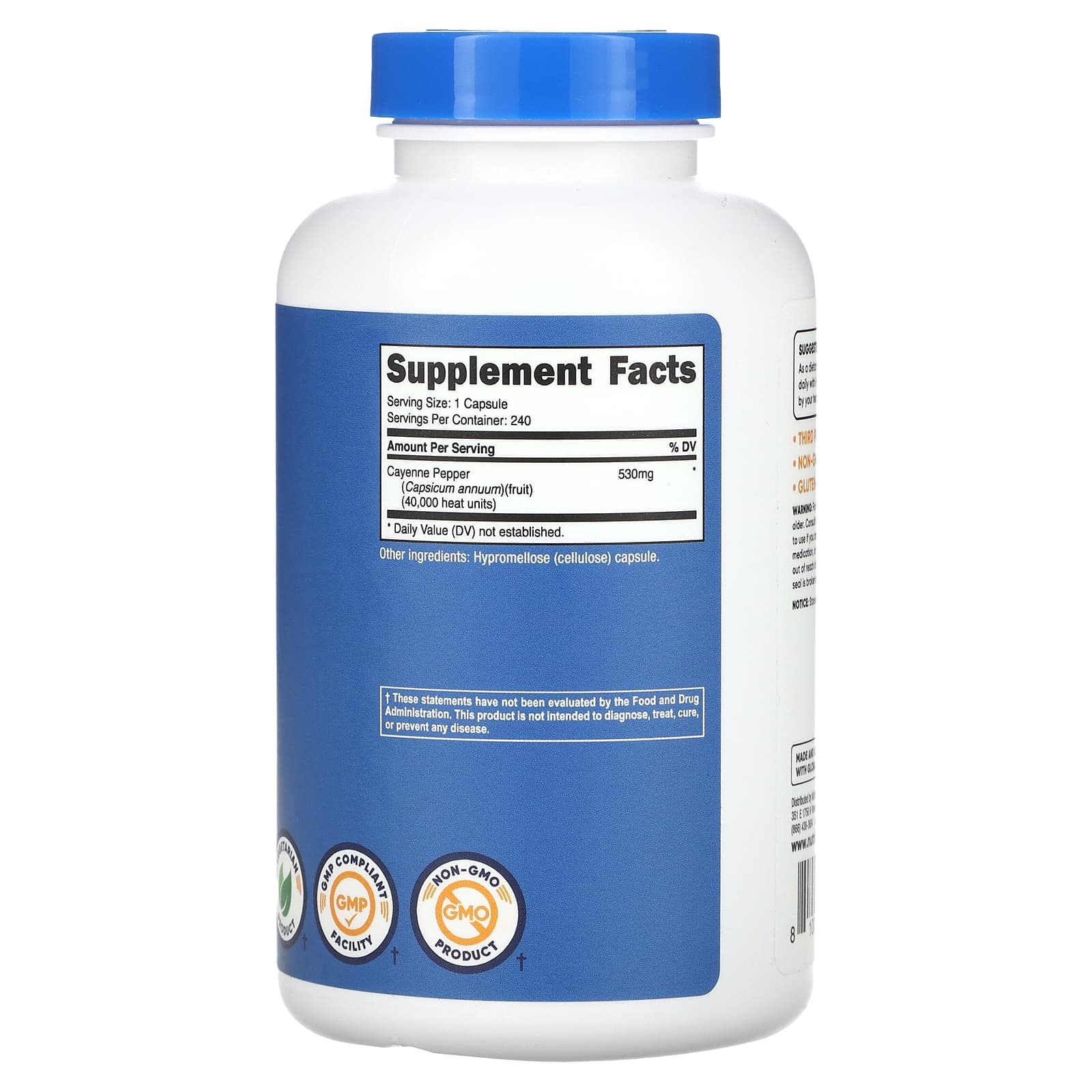 Nutricost, Cayenne Pepper, 40,000 Heat Units, 530 mg, 240 Capsules - Image 2