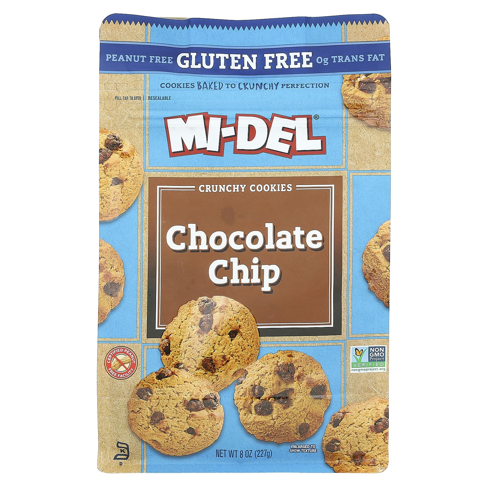 Mi-Del Cookies, Crunchy Cookies, Chocolate Chip, 8 oz (227 g) - Image 1