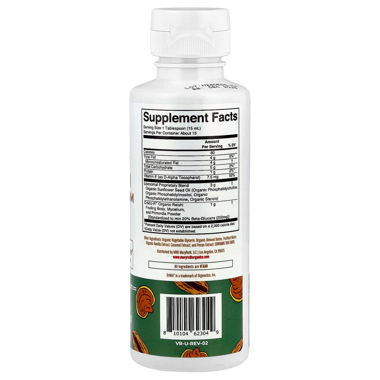 MaryRuth's, Reishi Mushroom Liposomal, Candied Pecan , 7.6 fl oz (225 ml) - Image 2