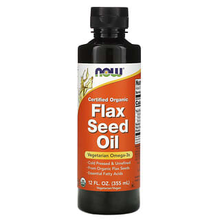 NOW Foods Organic Flax Seed Oil 12 oz, Cold-Pressed Omega-3