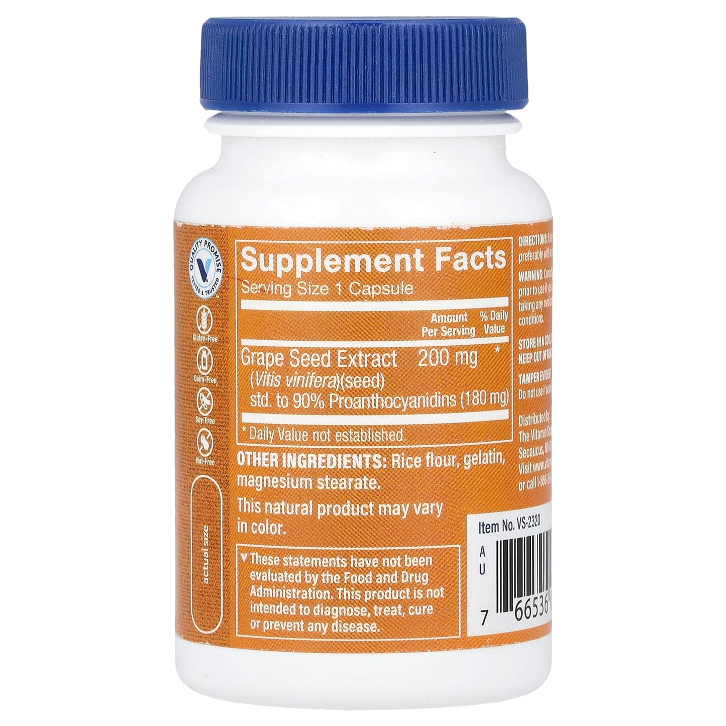 The Vitamin Shoppe, Grape Seed Extract, 200 mg, 60 Capsules - Image 2