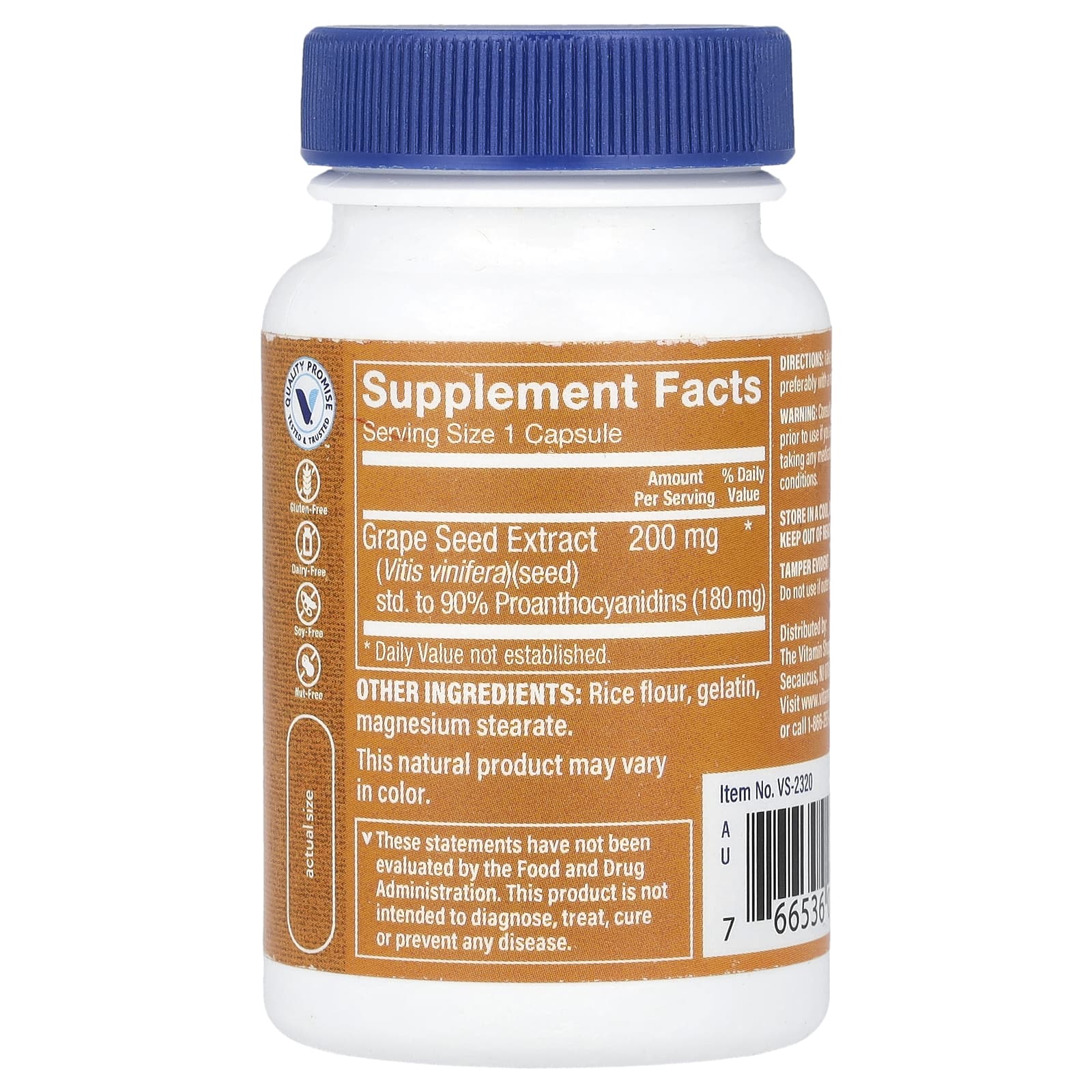 The Vitamin Shoppe, Grape Seed Extract, 200 mg, 60 Capsules - Image 2