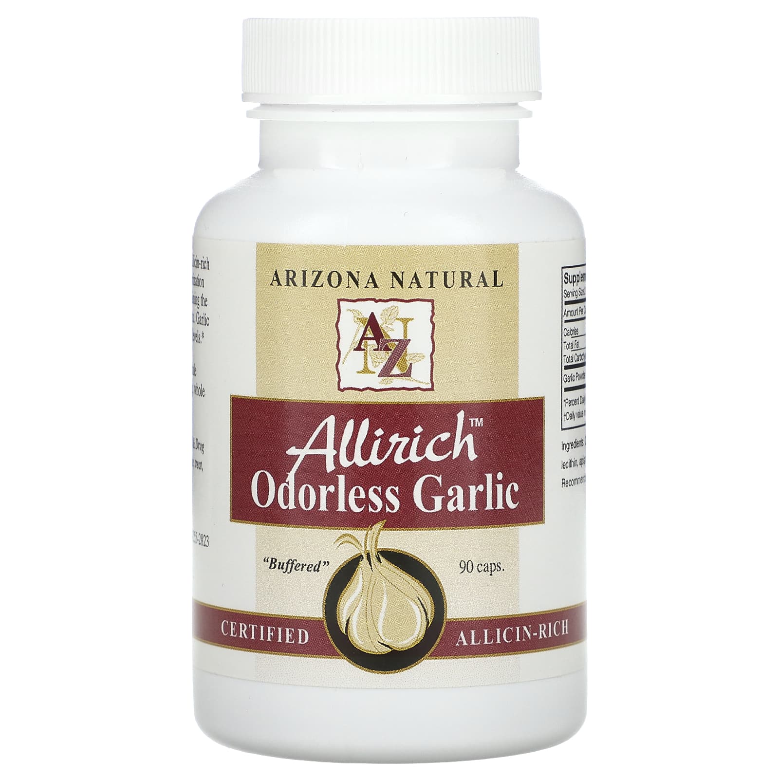 Odorless Garlic Supplement by Arizona Natural - 90 Capsules - Image 1