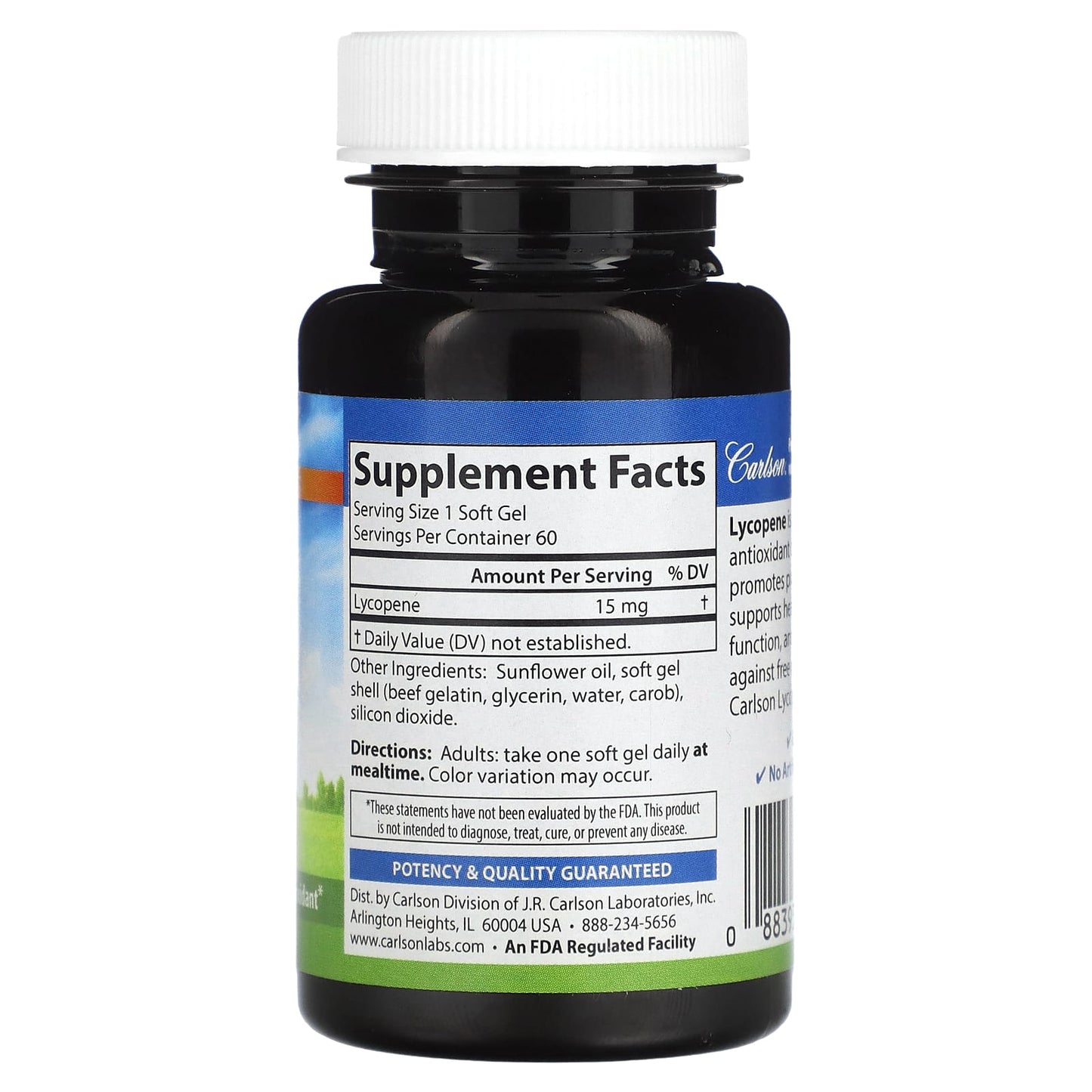 Carlson Tomato-Free Lycopene Supplement 15mg, 60 Soft Gels - Image 2