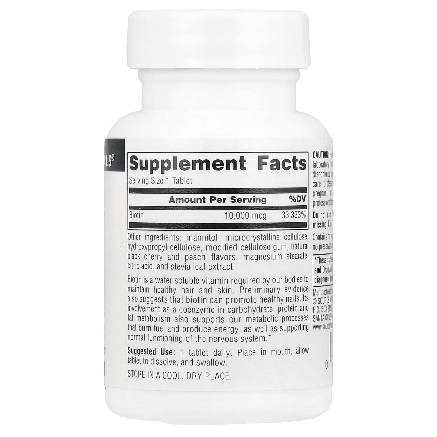 Source Naturals, Biotin Fast Melt™, 10,000 mcg, 120 Tablets - Image 2