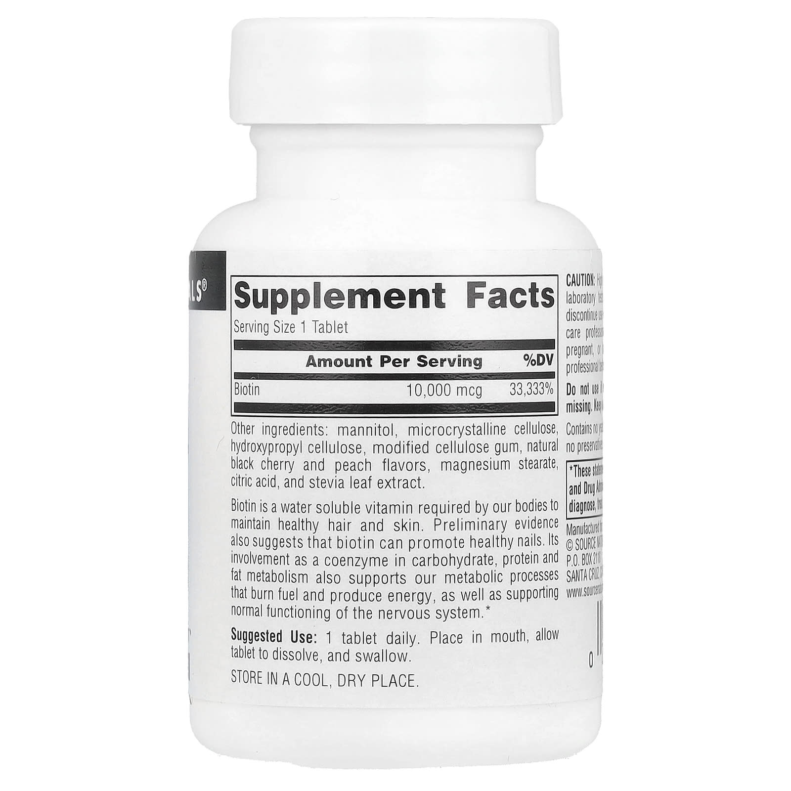 Source Naturals, Biotin Fast Melt™, 10,000 mcg, 120 Tablets - Image 2