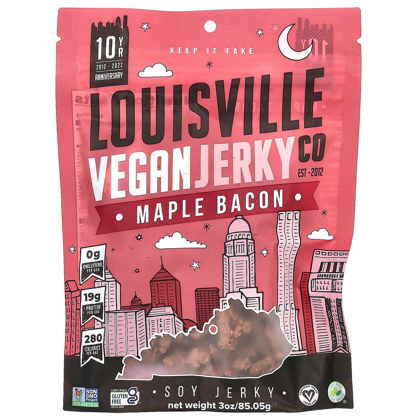 Louisville Vegan Jerky Co, Soy Jerky, Maple Bacon, 3 oz (85.05 g) - Image 1