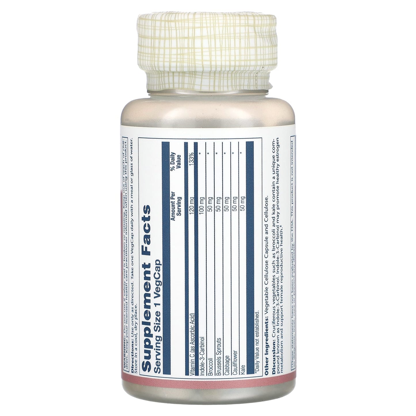 Solaray, Indole-3-Carbinol With Cruciferous Vegetables, 100 mg, 30 VegCaps - Image 2