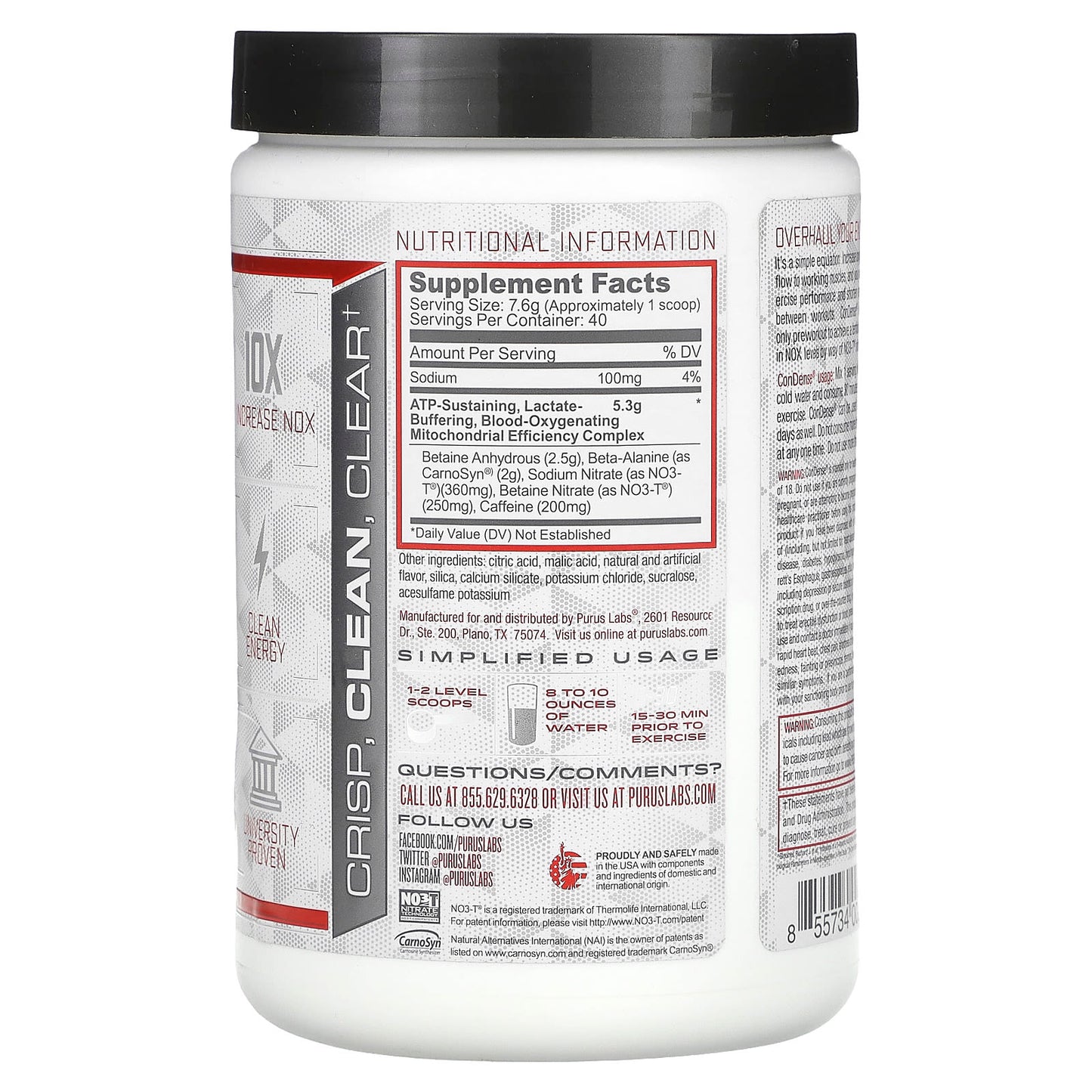 Purus Labs, ConDense, Endurance Enhancing Pre, Tropical Island Punch, 10.7 oz (304 g) - Image 2