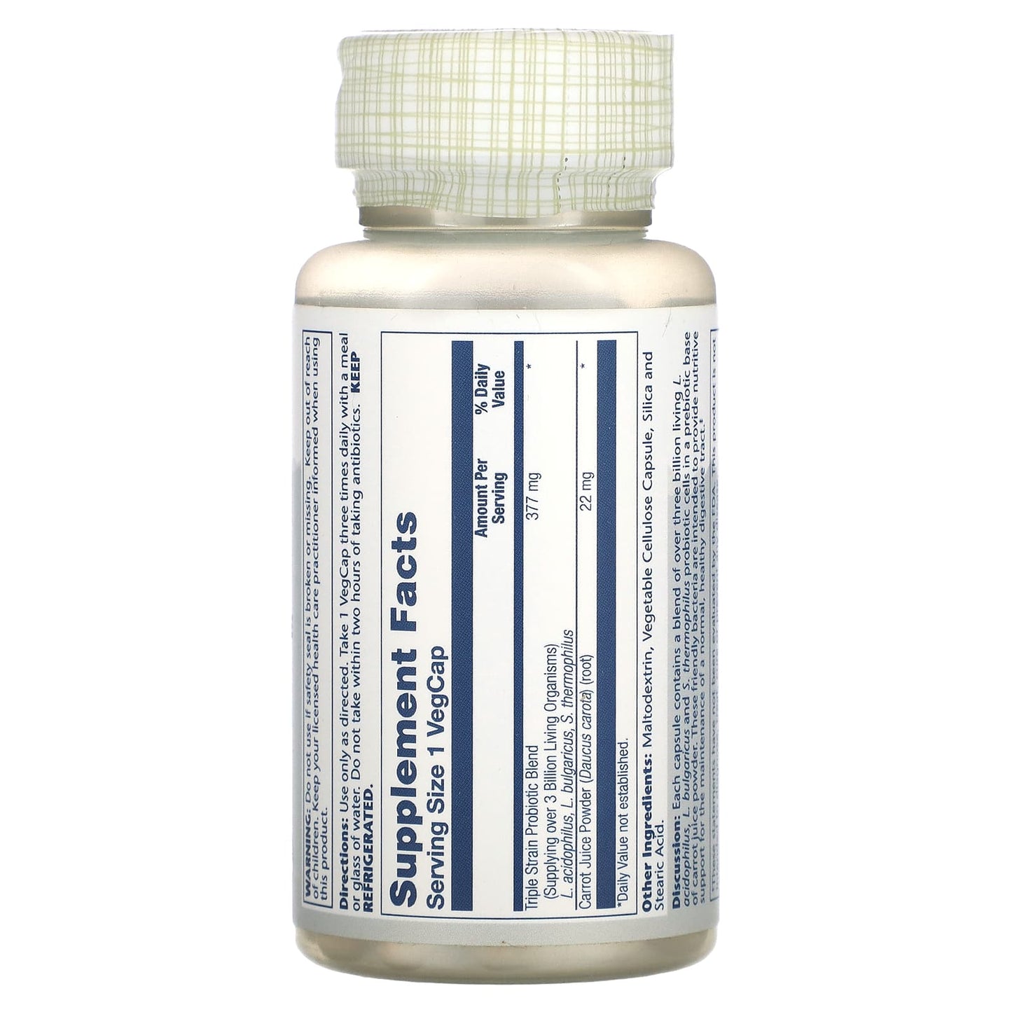 Solaray, Freeze Dried Acidophilus + Prebiotic Carrot Juice, 3 Billion CFU, 60 VegCaps - Image 2
