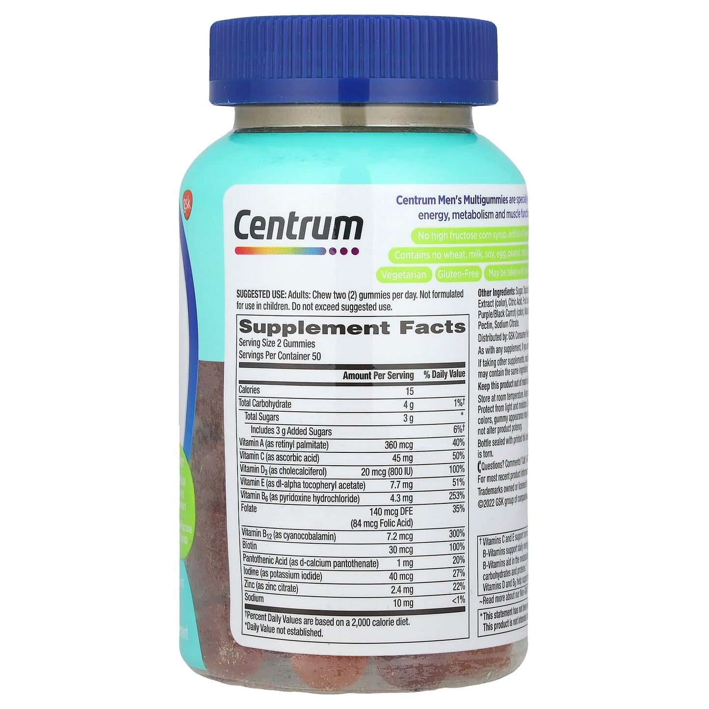 Centrum Men's Multigummies Tropical Fruit Energy & Immunity Support - Image 2