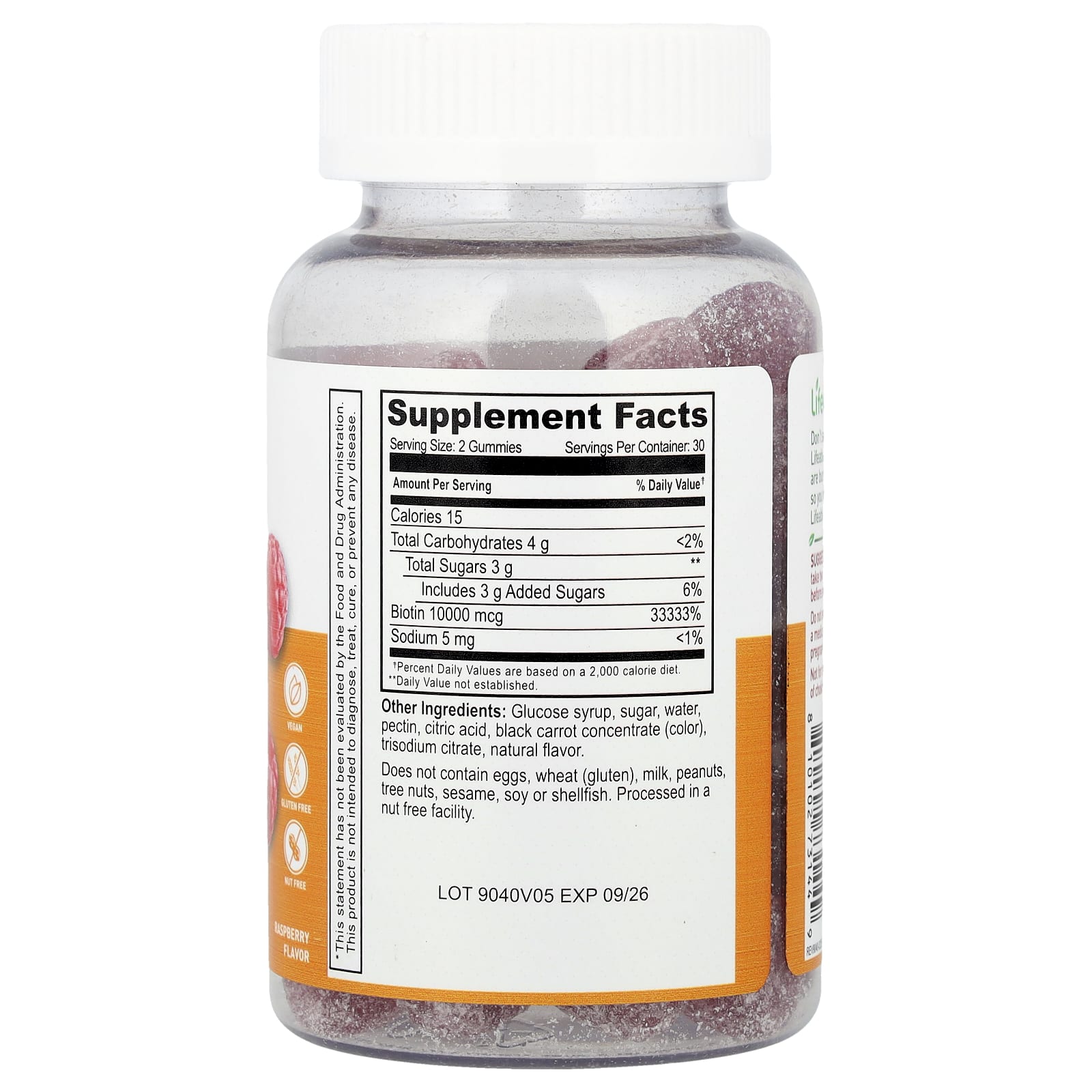 Lifeable, Teen Biotin Gummies, Raspberry, 60 Gummies (5,000 mcg per Gummy) - Image 2