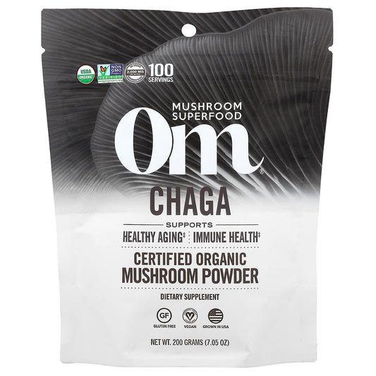 Om Mushrooms, Certified Organic Mushroom Powder, Chaga, 7.05 oz (200 g) - Image 1