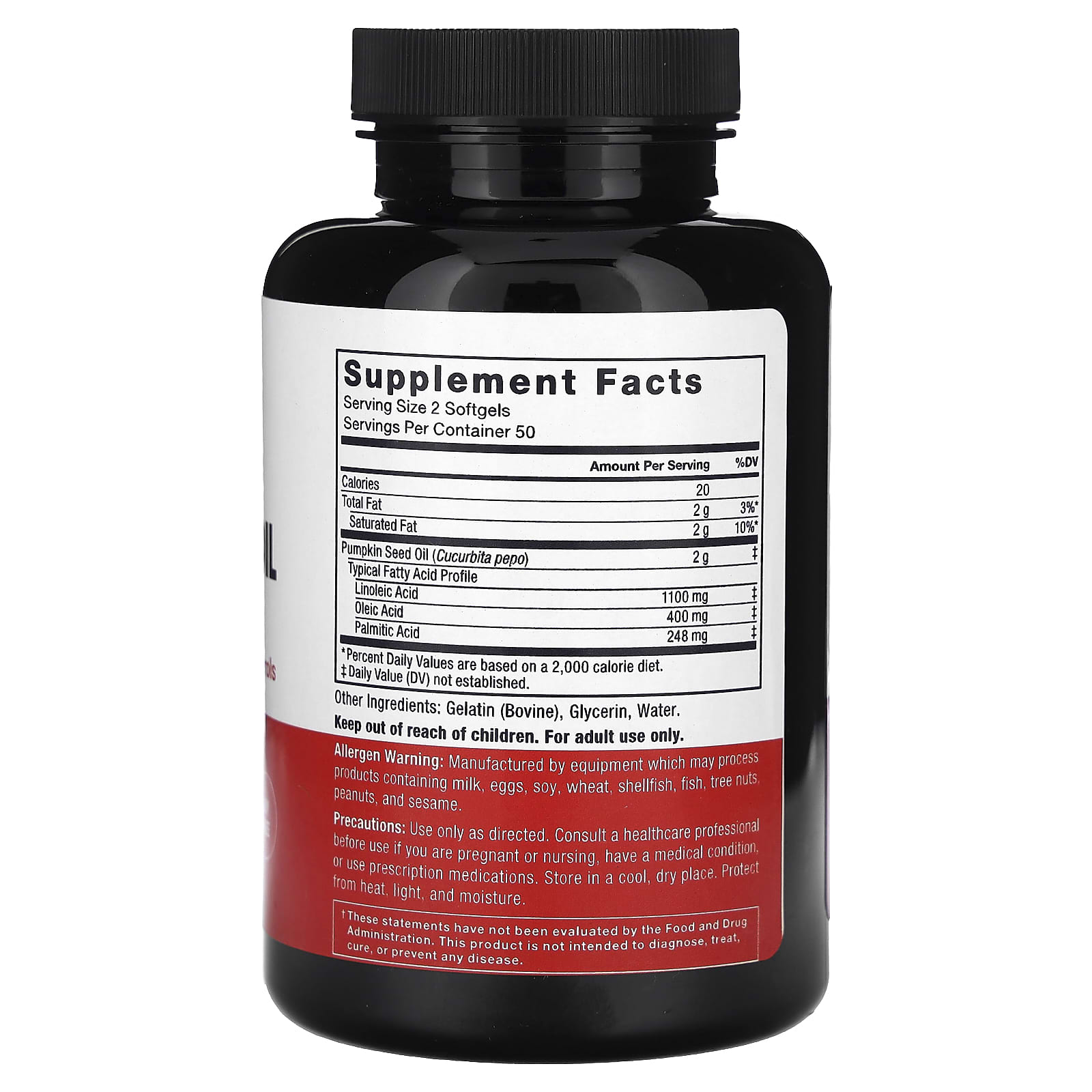 Pumpkin Seed Oil by Force Factor - 100 Softgels - Image 2