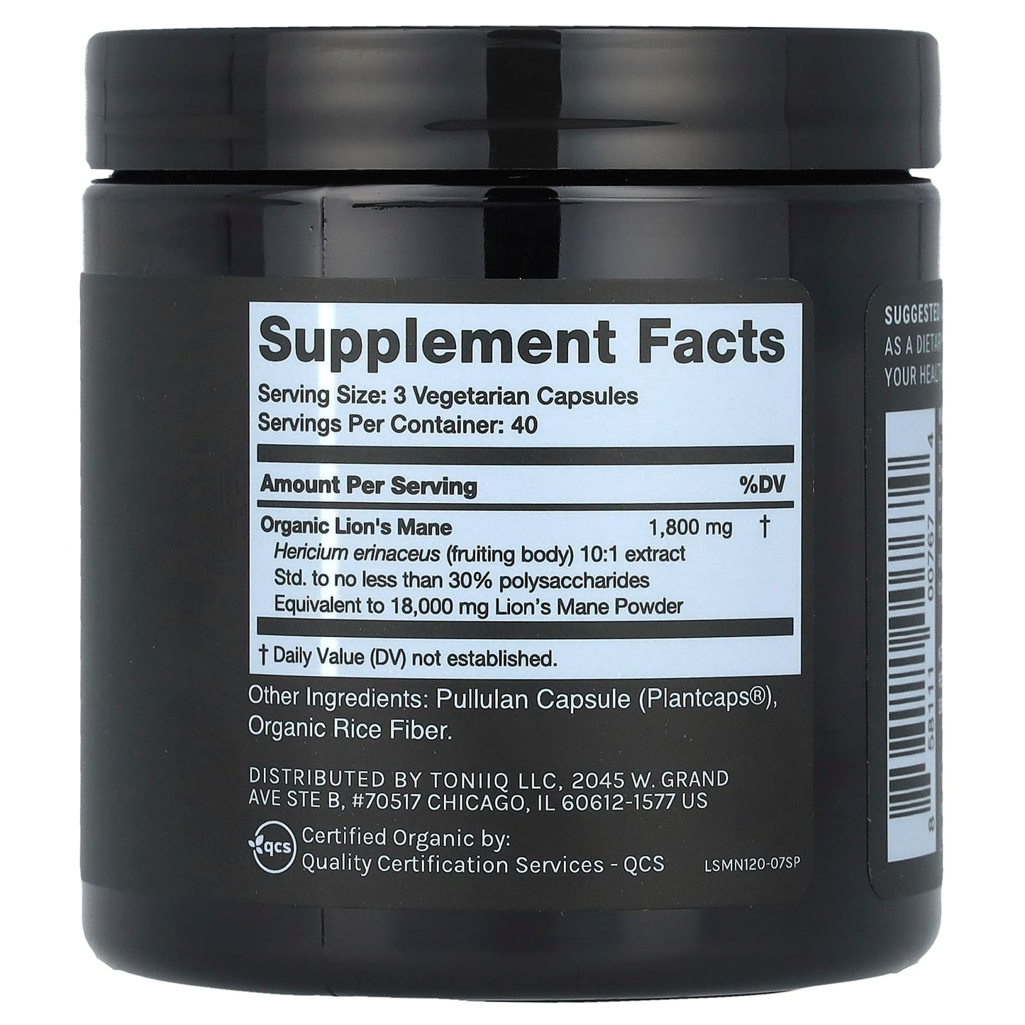 Toniiq, Lion's Mane, 120 Capsules (600 mg per Capsule) - Image 2