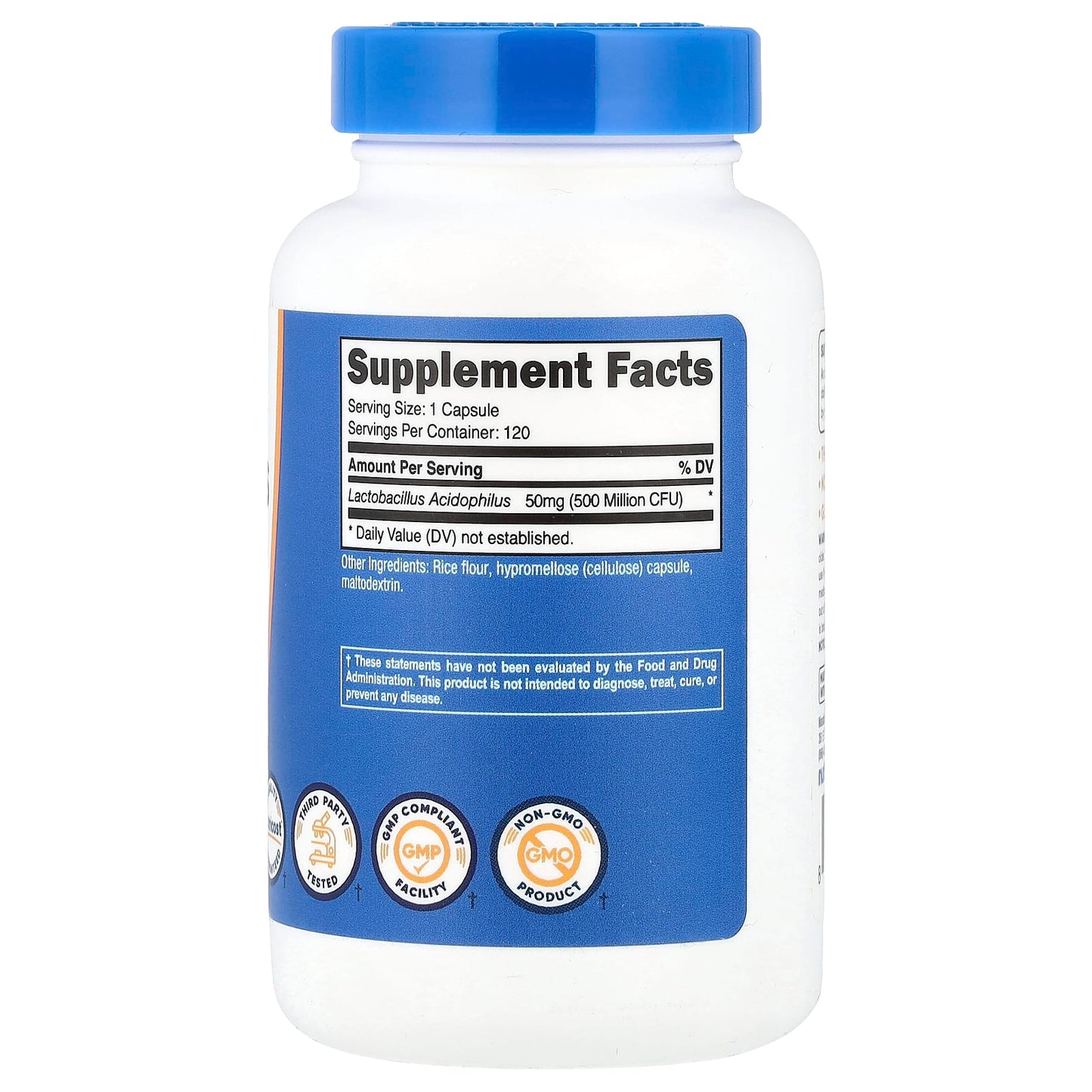 Nutricost, Lactobacillus Acidophilus, 50 mg (500 Million CFU), 120 Capsules - Image 2