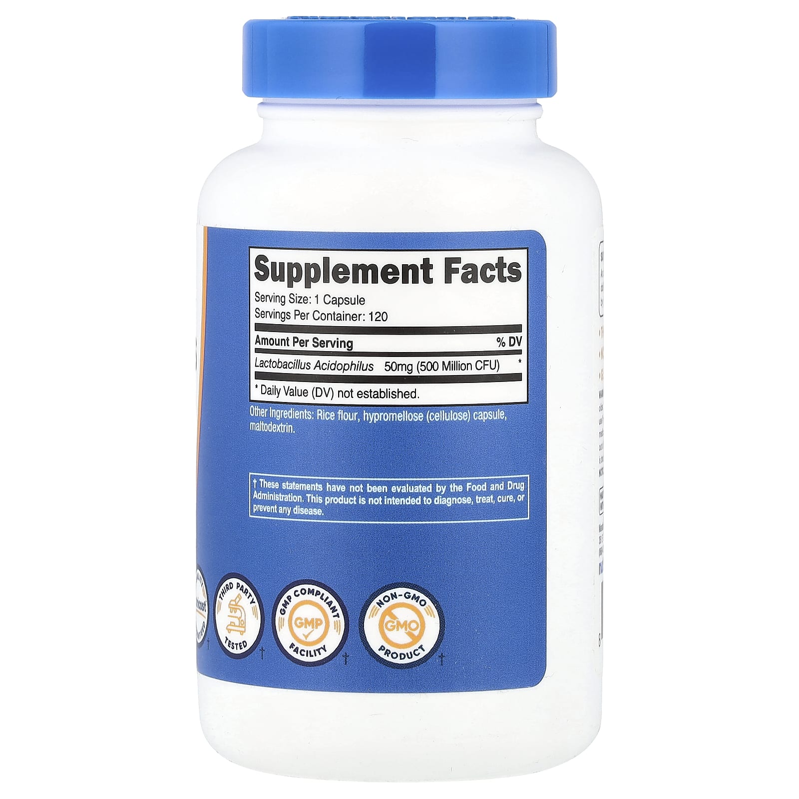 Nutricost, Lactobacillus Acidophilus, 50 mg (500 Million CFU), 120 Capsules - Image 2