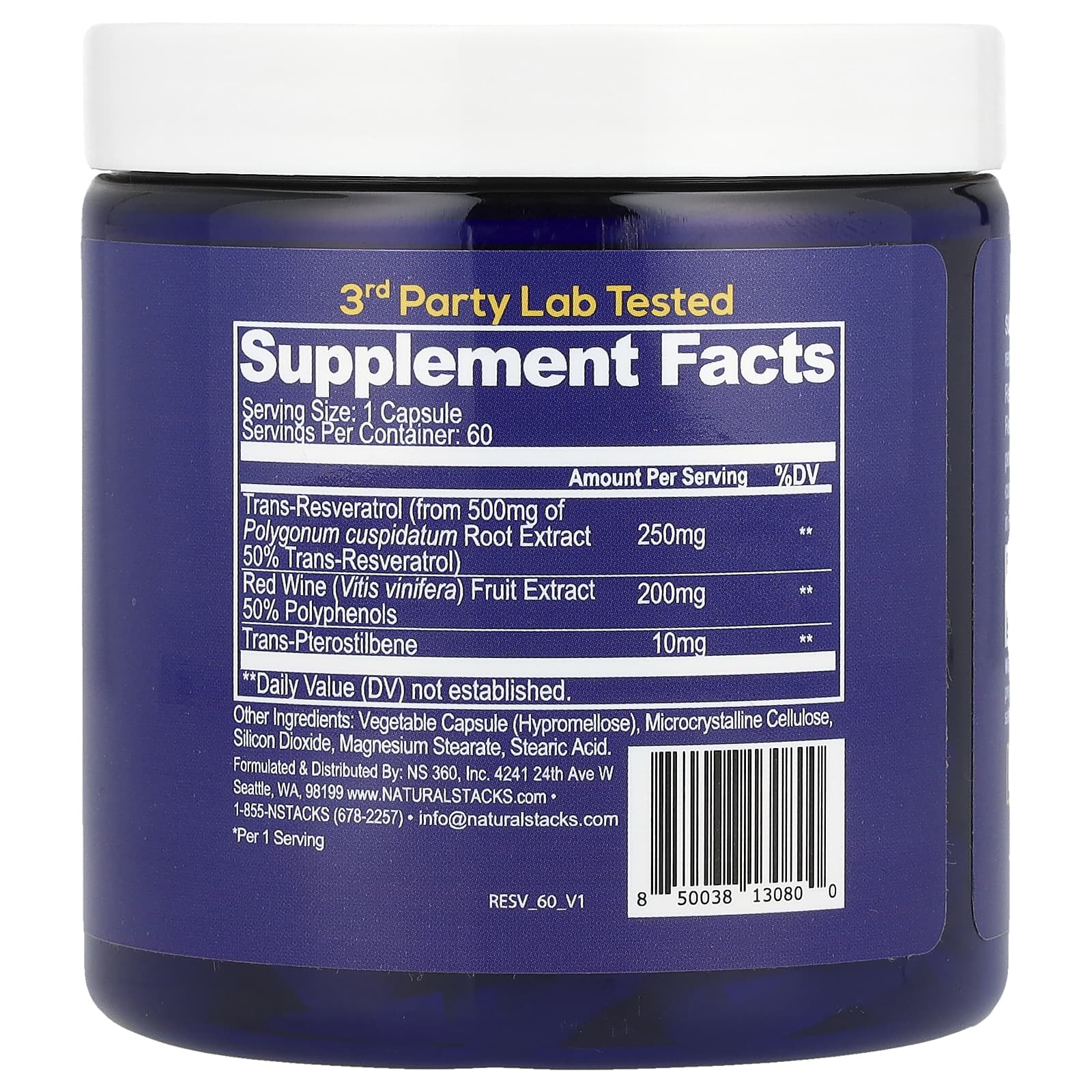 Natural Stacks, Resveratrol+, 60 Vegan Capsules - Image 2