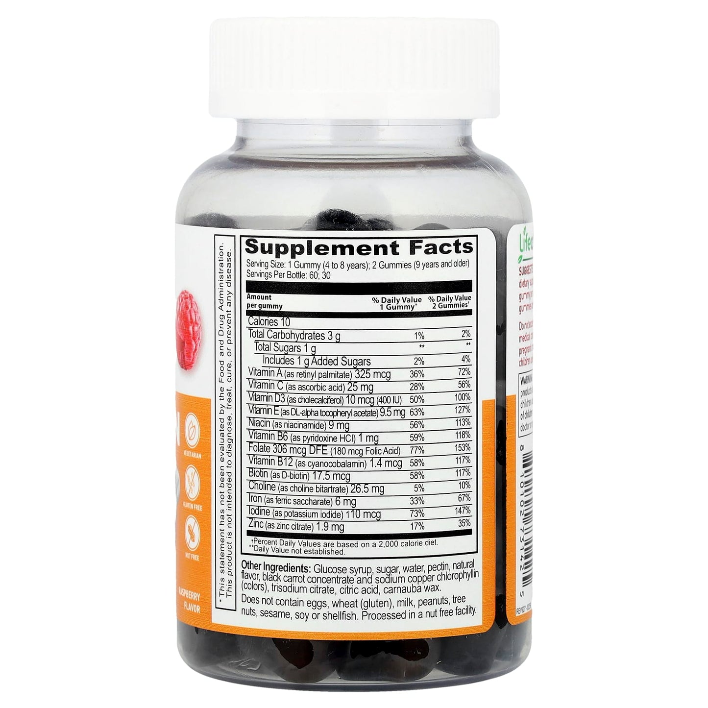 Lifeable, Kids, Multivitamin With Iron Gummies, Raspberry, 60 Gummies - Image 2