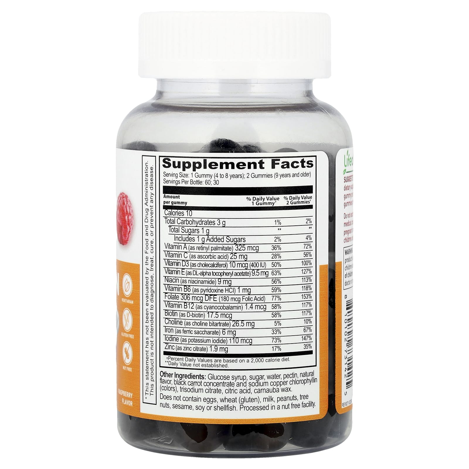 Lifeable, Kids, Multivitamin With Iron Gummies, Raspberry, 60 Gummies - Image 2