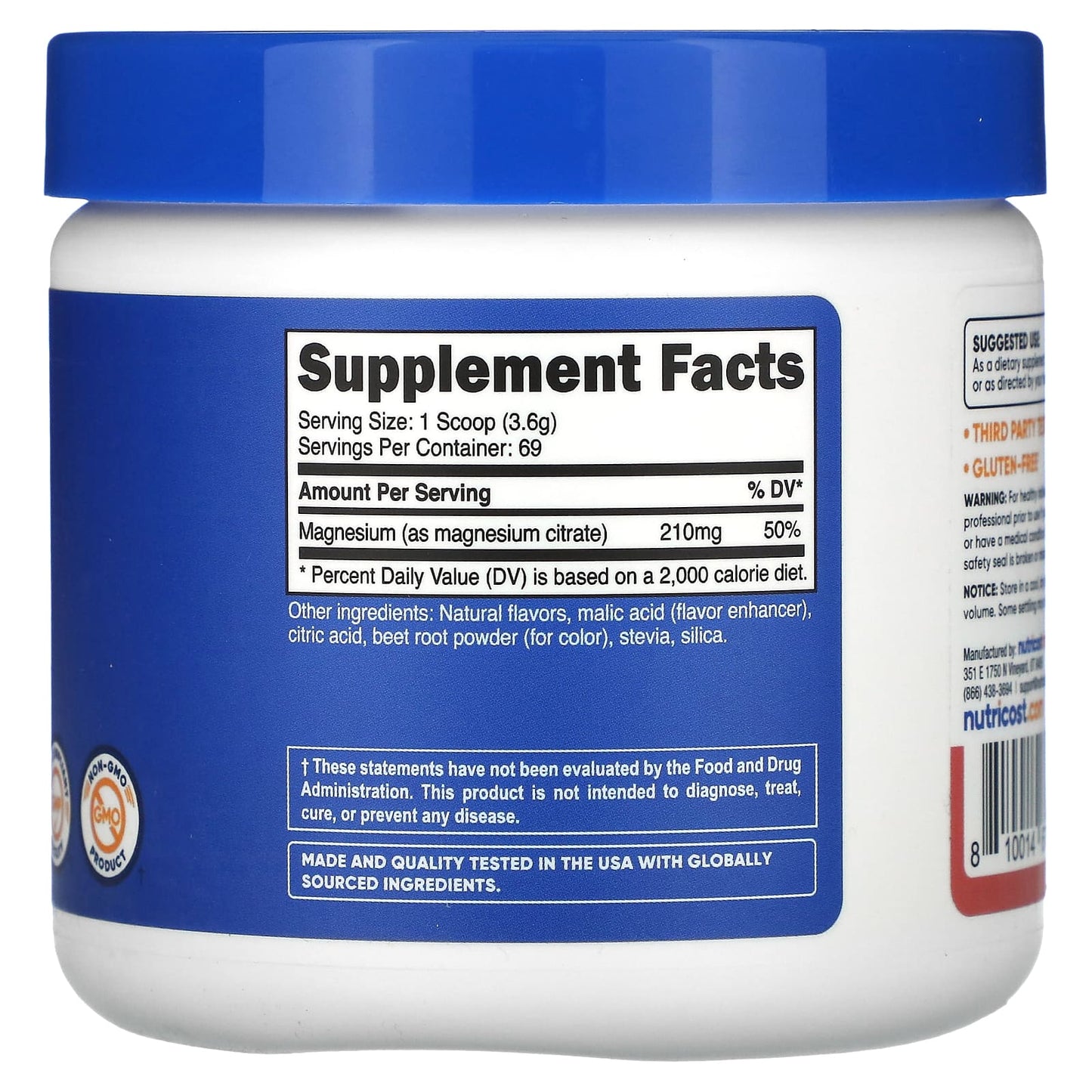 Nutricost, Magnesium Citrate, Raspberry Lemonade, 8.9 oz (250 g) - Image 2