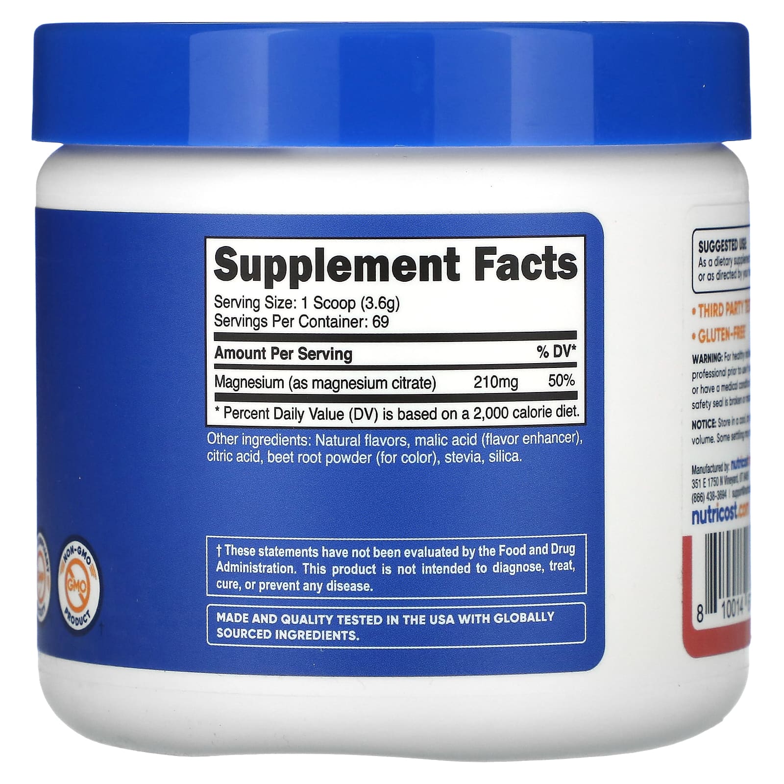 Nutricost, Magnesium Citrate, Raspberry Lemonade, 8.9 oz (250 g) - Image 2