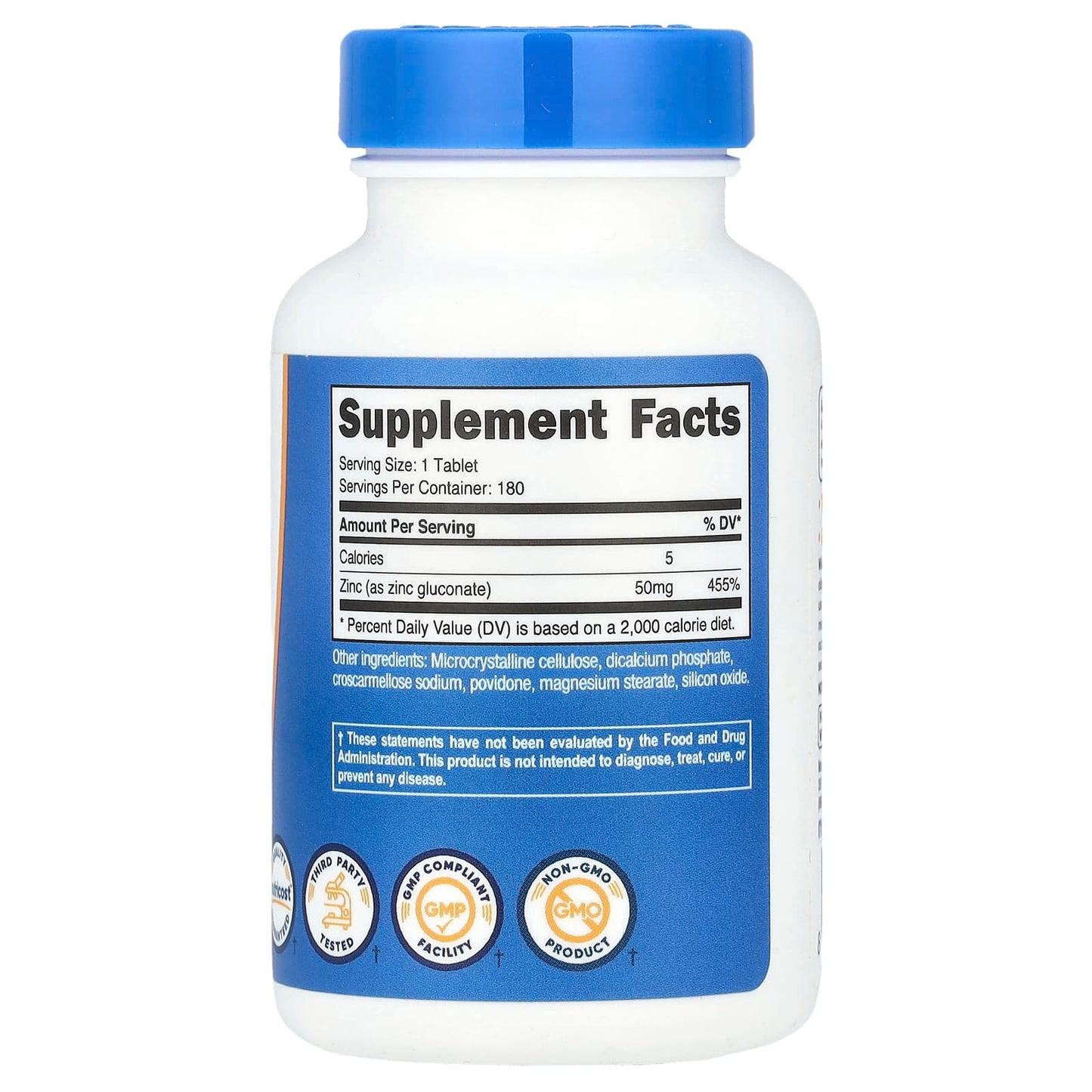 Nutricost, Zinc Gluconate, 50 mg, 180 Tablets - Image 2