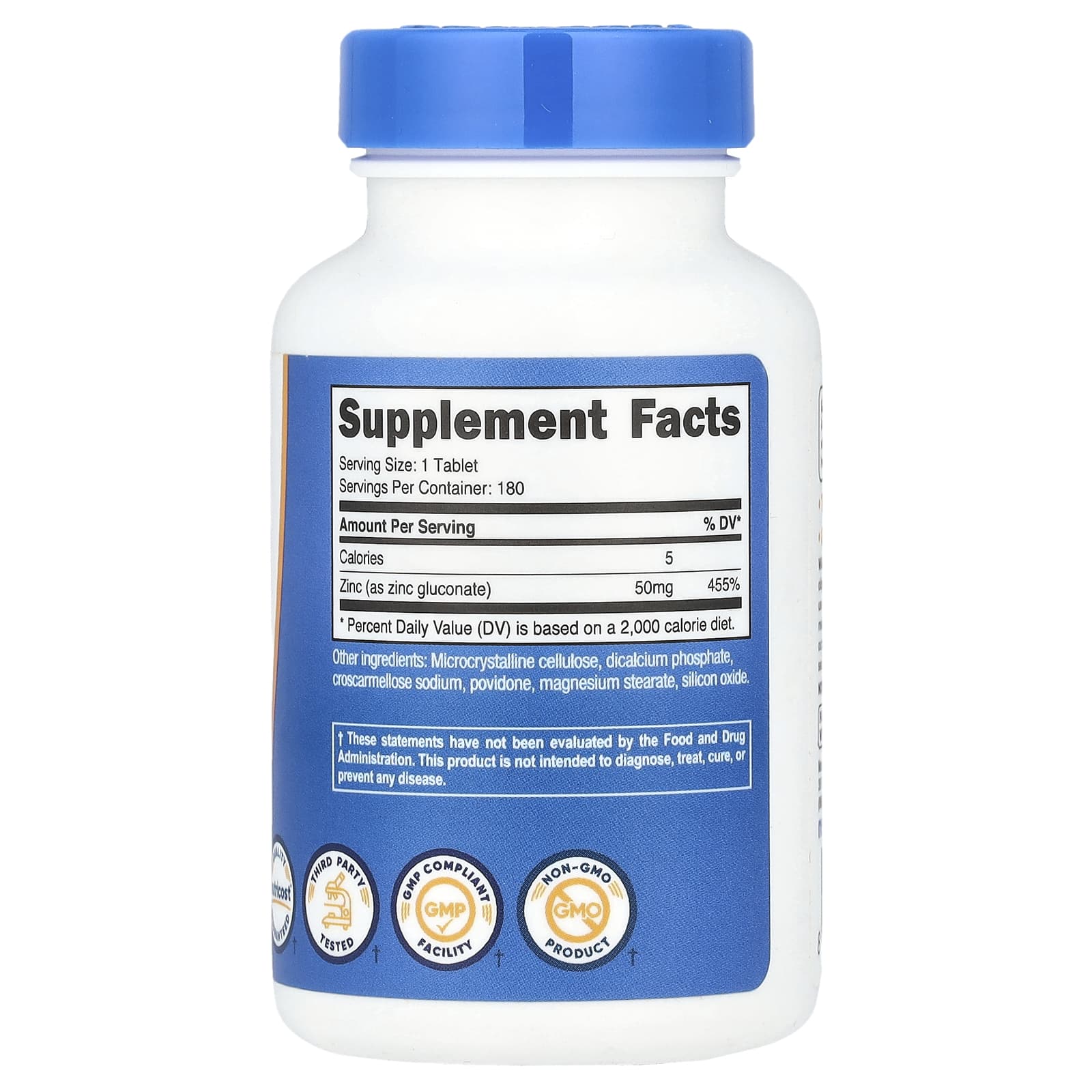 Nutricost, Zinc Gluconate, 50 mg, 180 Tablets - Image 2