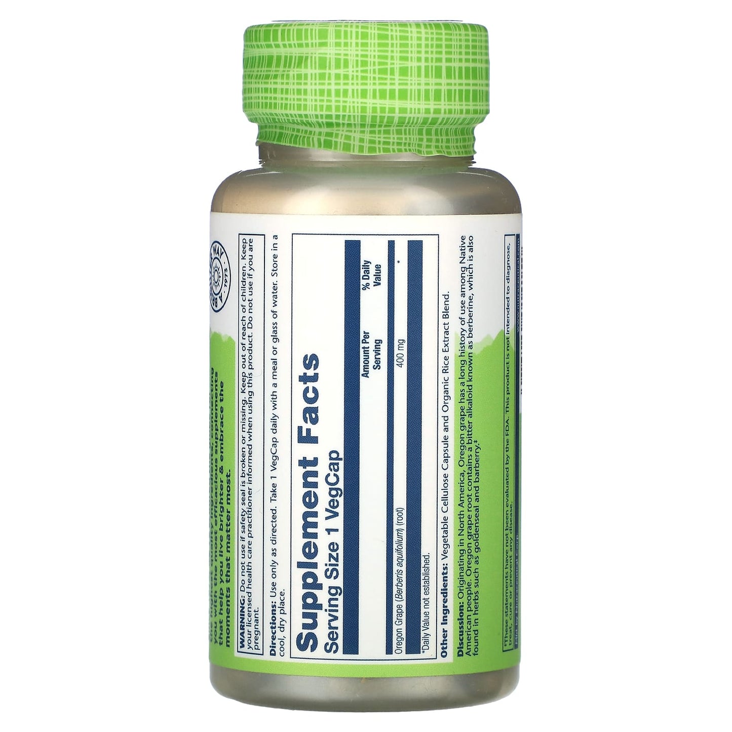 Solaray, True Herbs, Oregon Grape, 400 mg, 100 VegCaps - Image 2
