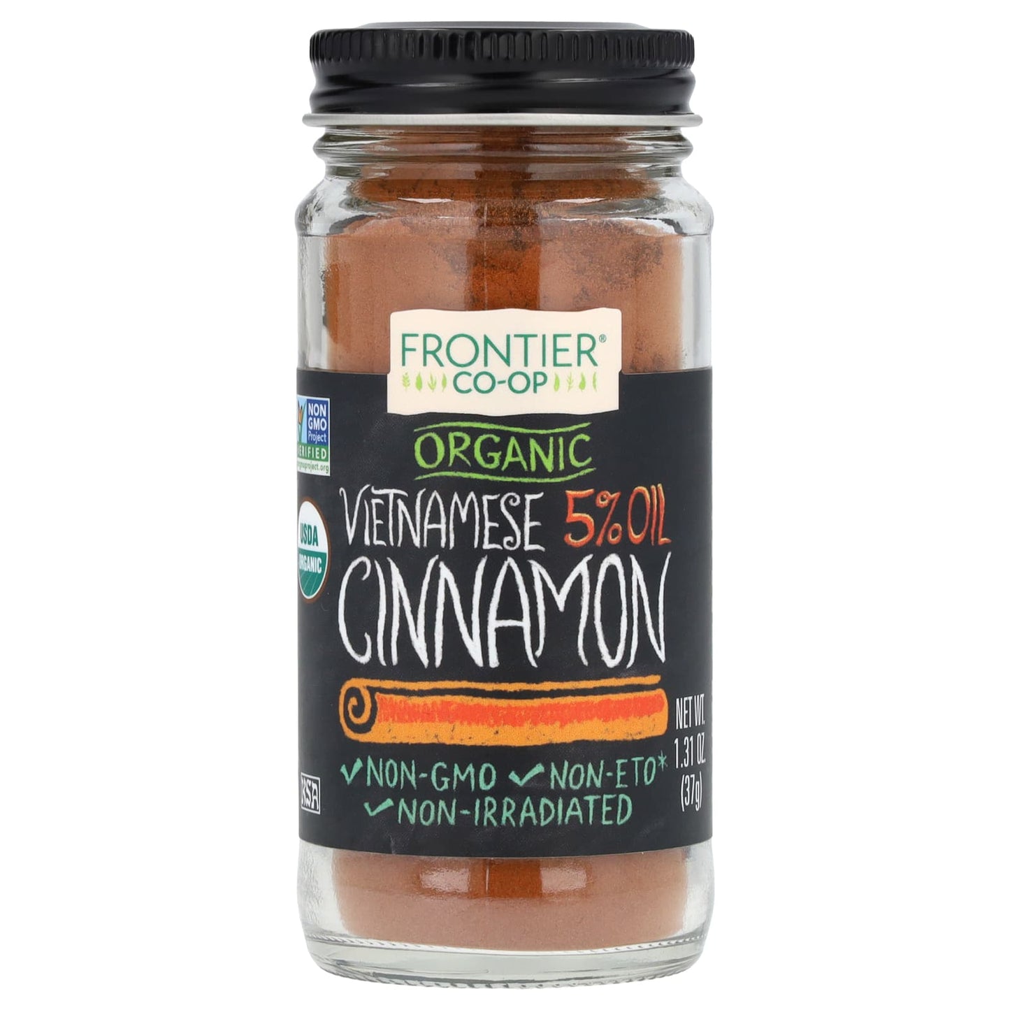 Frontier Co-op Organic Vietnamese Cinnamon, 5% Oil, 1.31 oz (37g) - Image 1