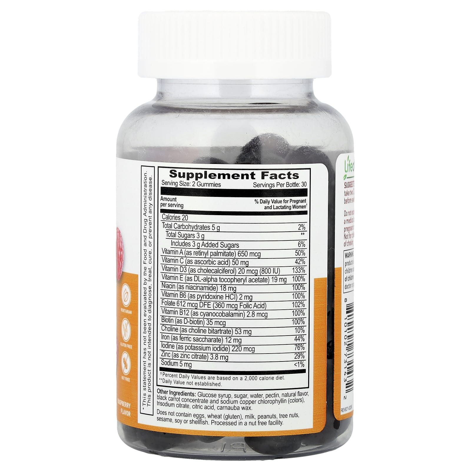 Lifeable, Postnatal Multivitamin Gummies, Raspberry, 60 Gummies - Image 2