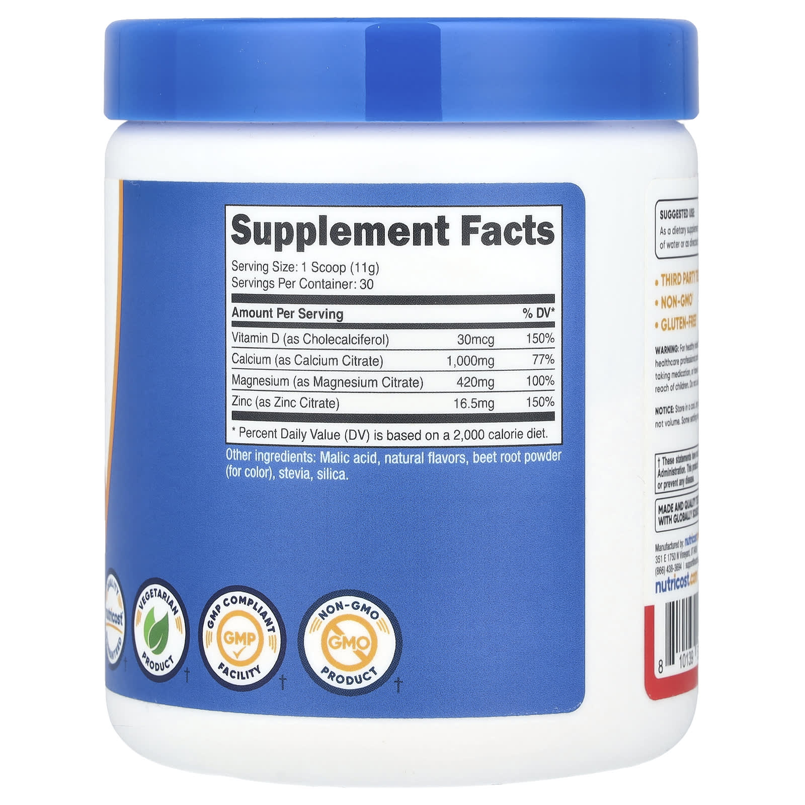 Nutricost, Calcium Magnesium & Zinc With Vitamin D3, Fruit Punch, 12 oz (336 g) - Image 2