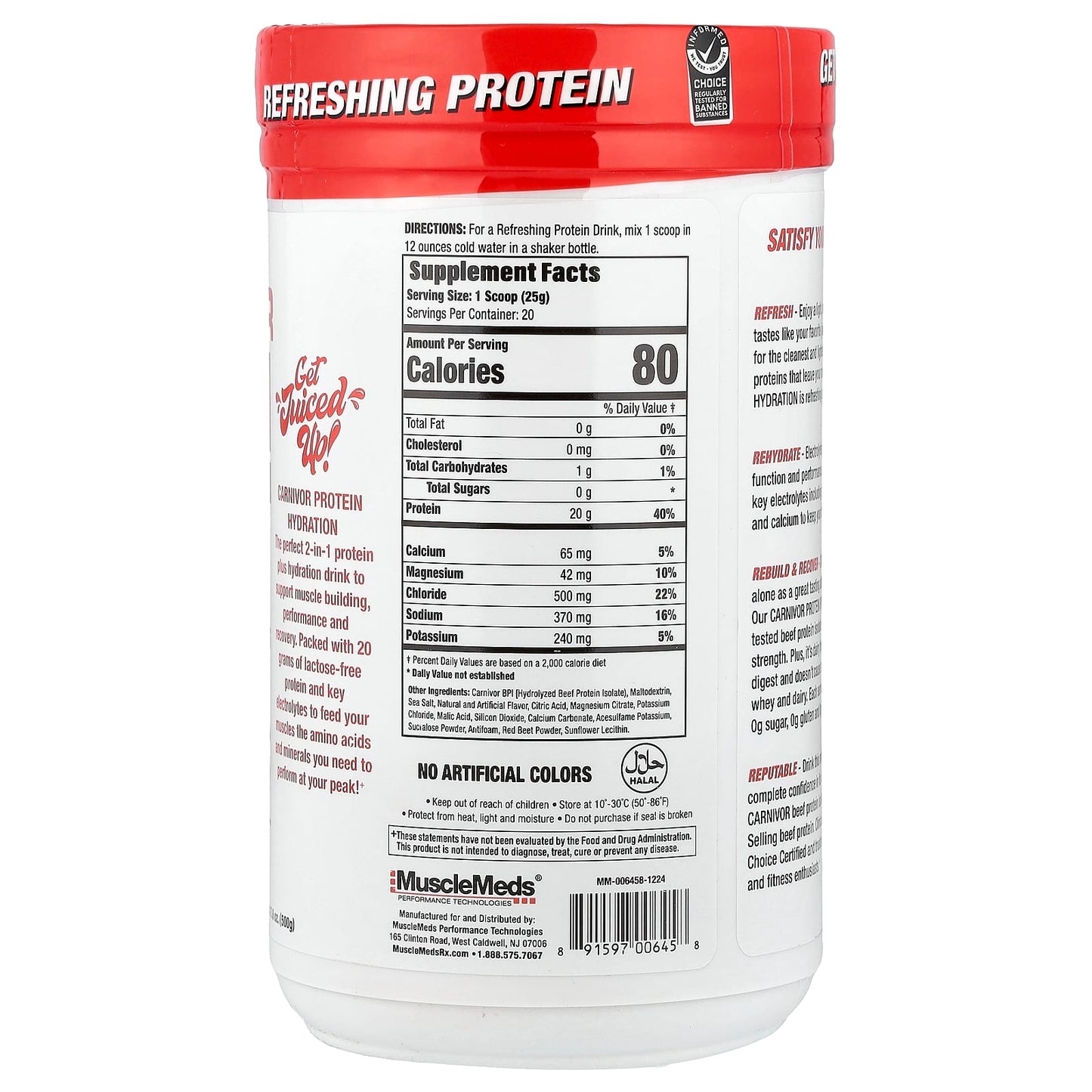 MuscleMeds, Carnivor Protein Hydration, Cherry Lime, 17.6 oz (500 g) - Image 2