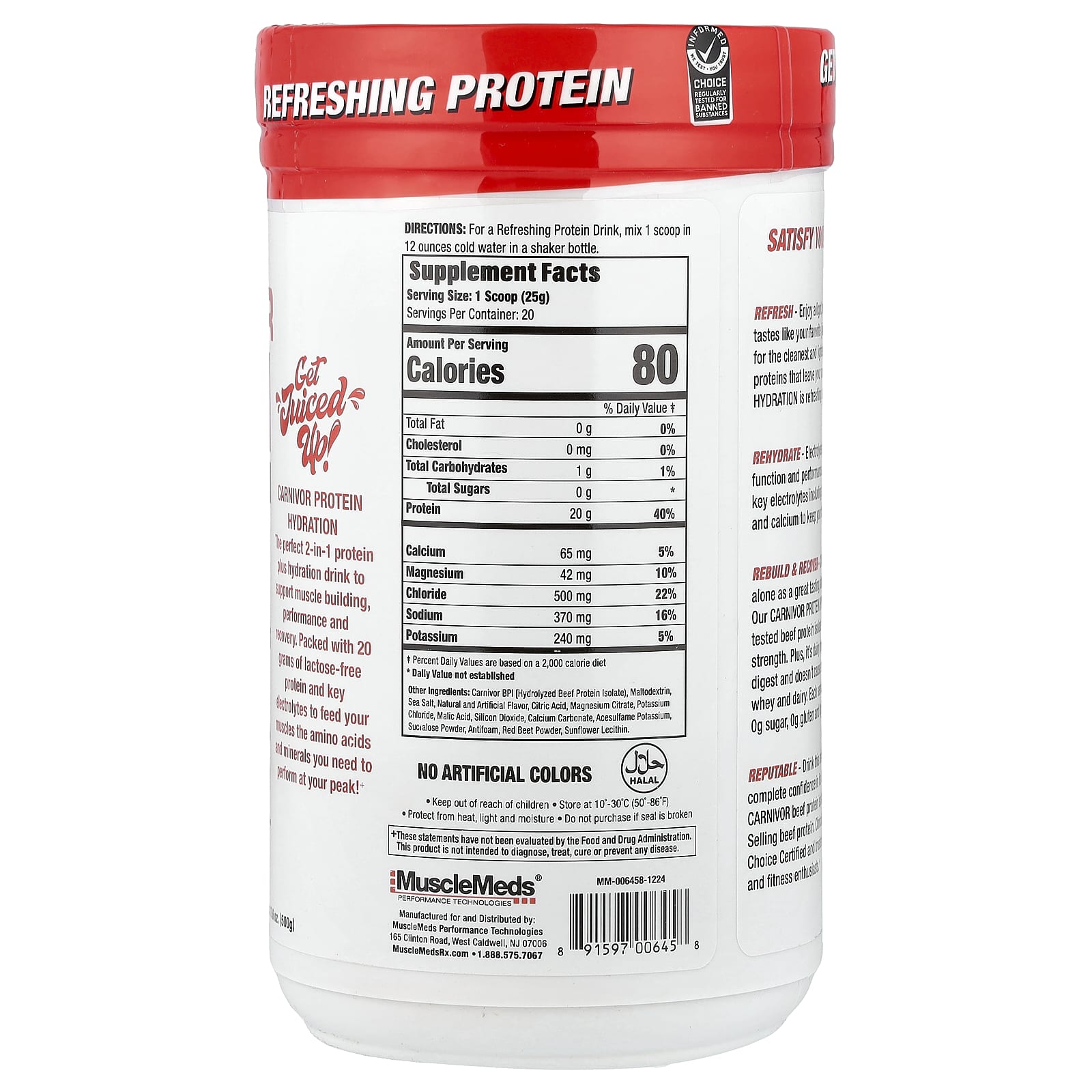 MuscleMeds, Carnivor Protein Hydration, Cherry Lime, 17.6 oz (500 g) - Image 2