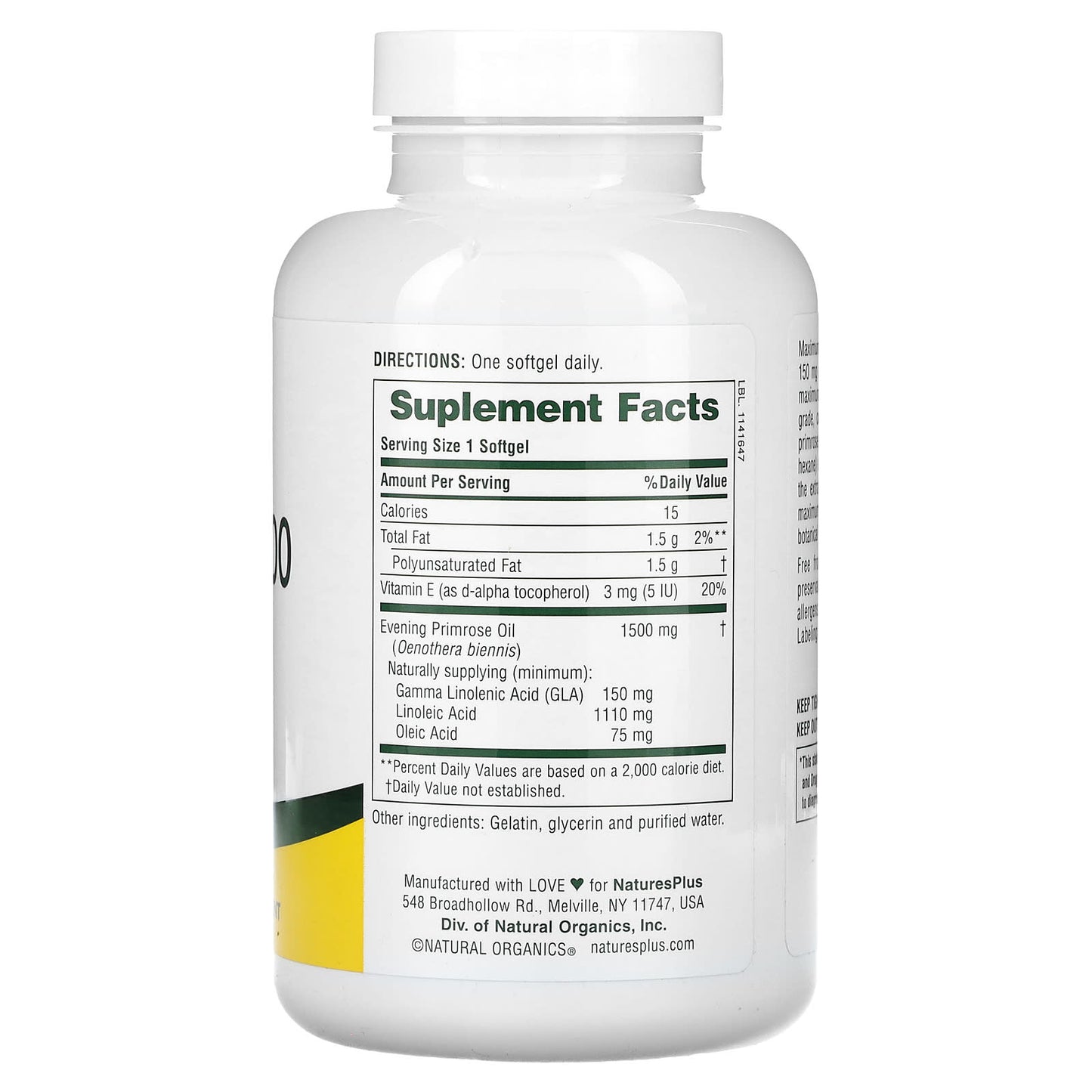 NaturesPlus, Ultra EPO 1500, Evening Primrose Oil, 90 Softgels - Image 2