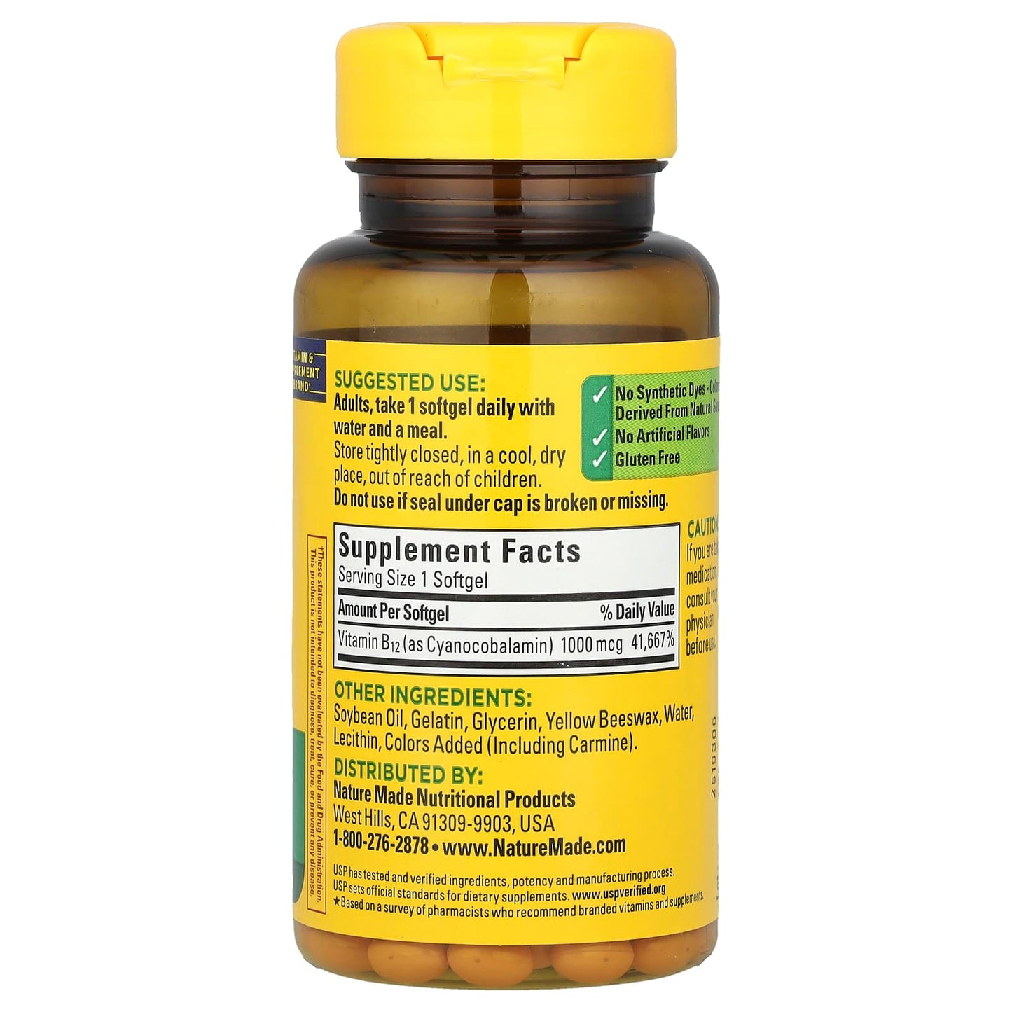 Nature Made, Vitamin B12, 1,000 mcg, 90 Softgels - Image 2