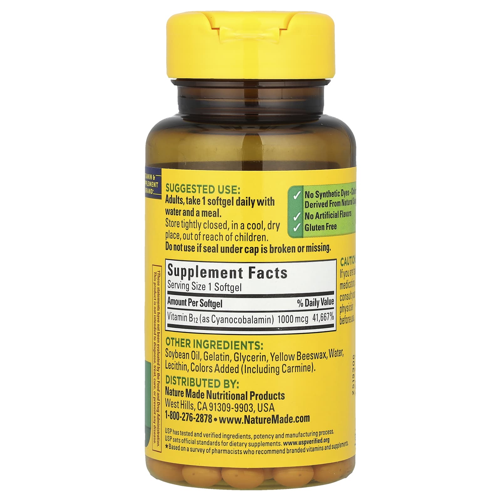 Nature Made, Vitamin B12, 1,000 mcg, 90 Softgels - Image 2