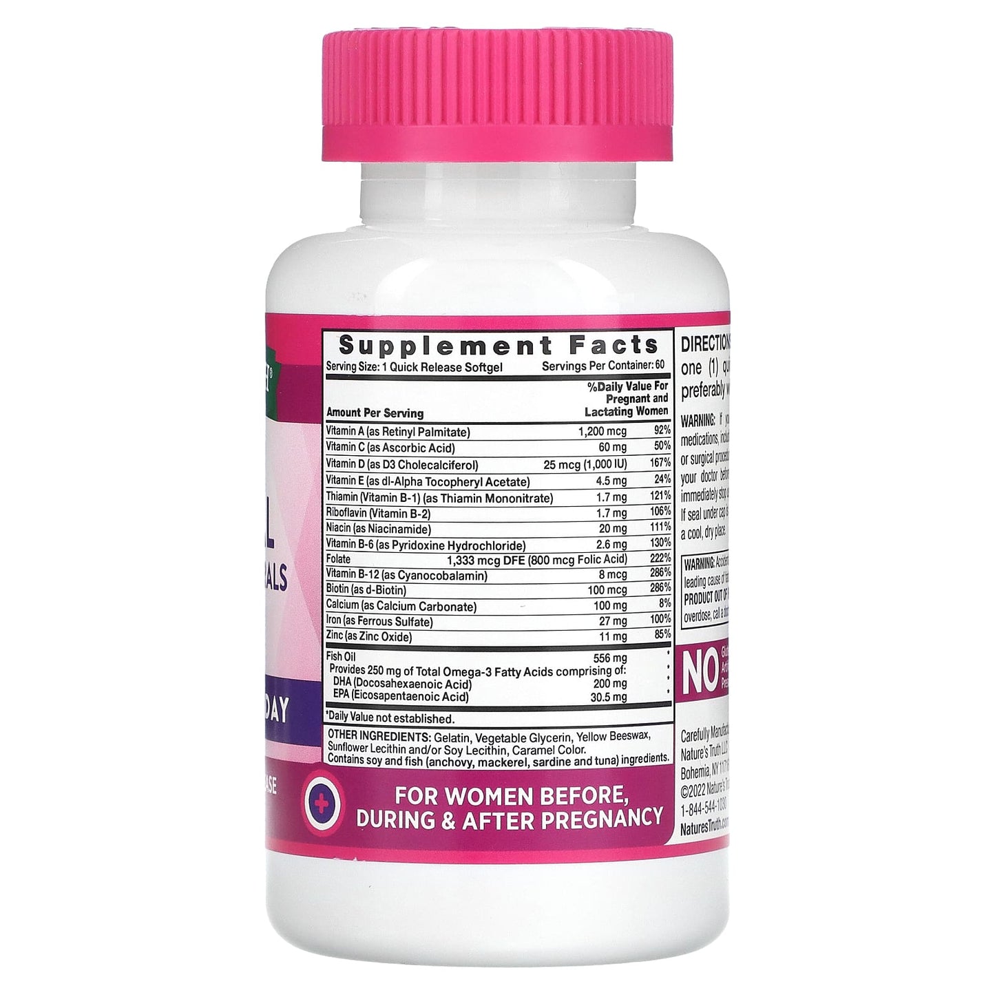 Nature's Truth, Ultra Prenatal Vitamins & Minerals + DHA, 60 Quick Release Softgels - Image 2