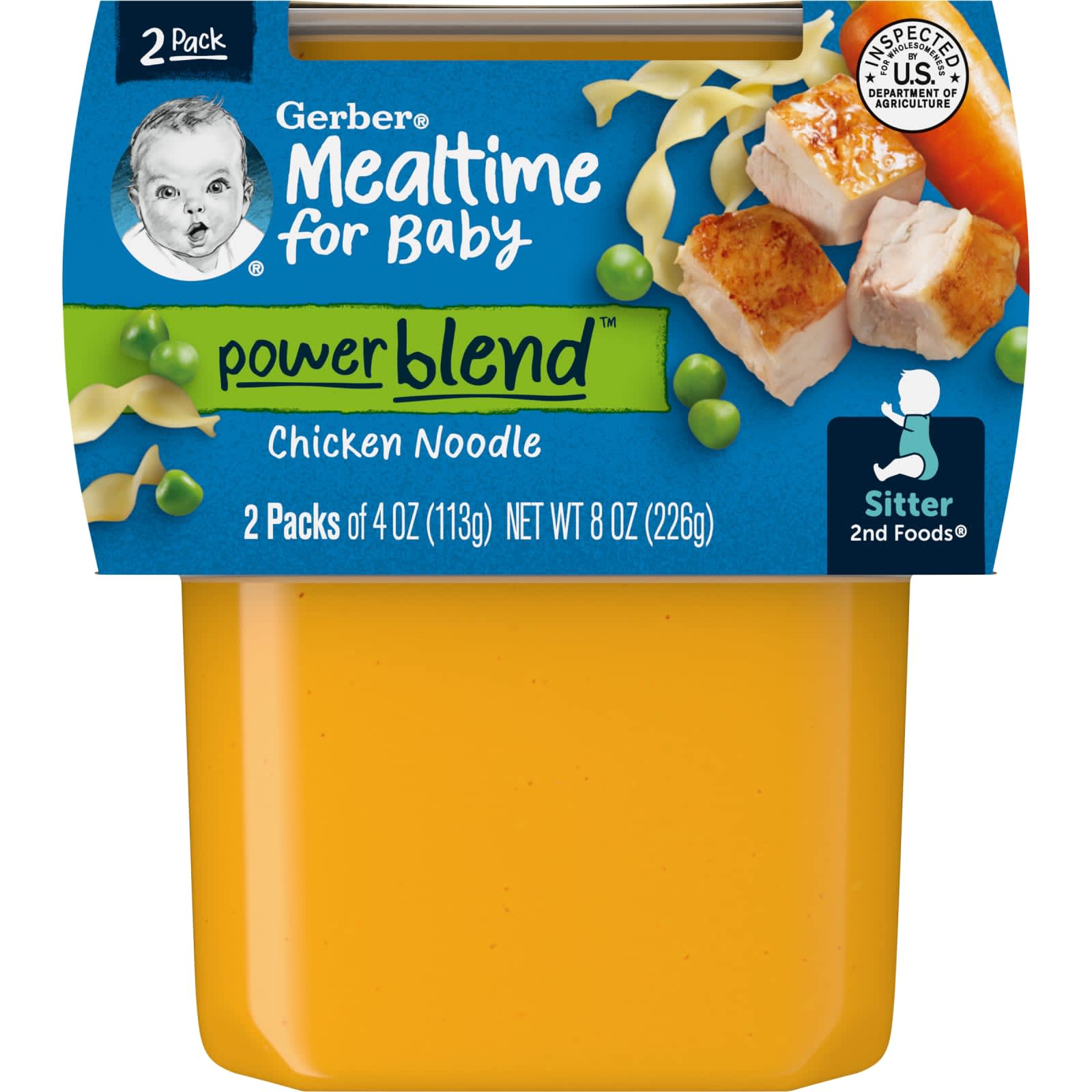 Gerber Power Blend 2nd Foods Chicken Noodle Baby Food, 2 Pack, 4 oz - Image 1