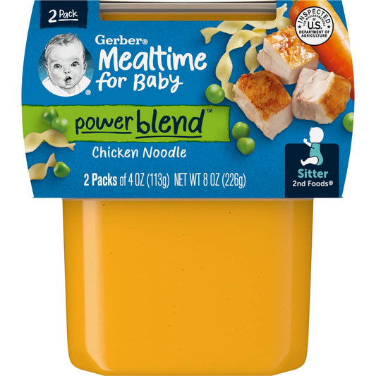 Gerber Power Blend 2nd Foods Chicken Noodle Baby Food, 2 Pack, 4 oz - Image 1