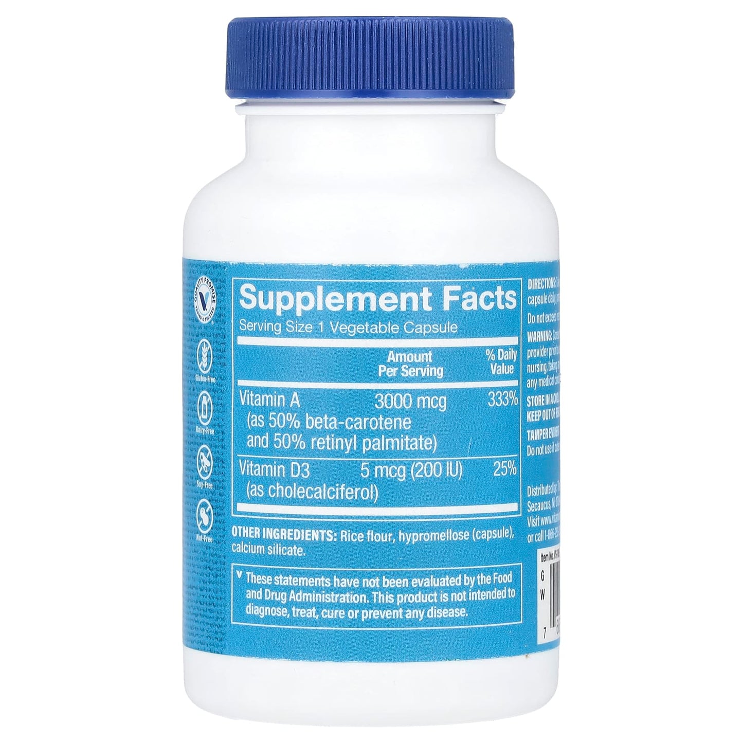 The Vitamin Shoppe, Vitamin A & D3, 100 Vegetable Capsules - Image 2