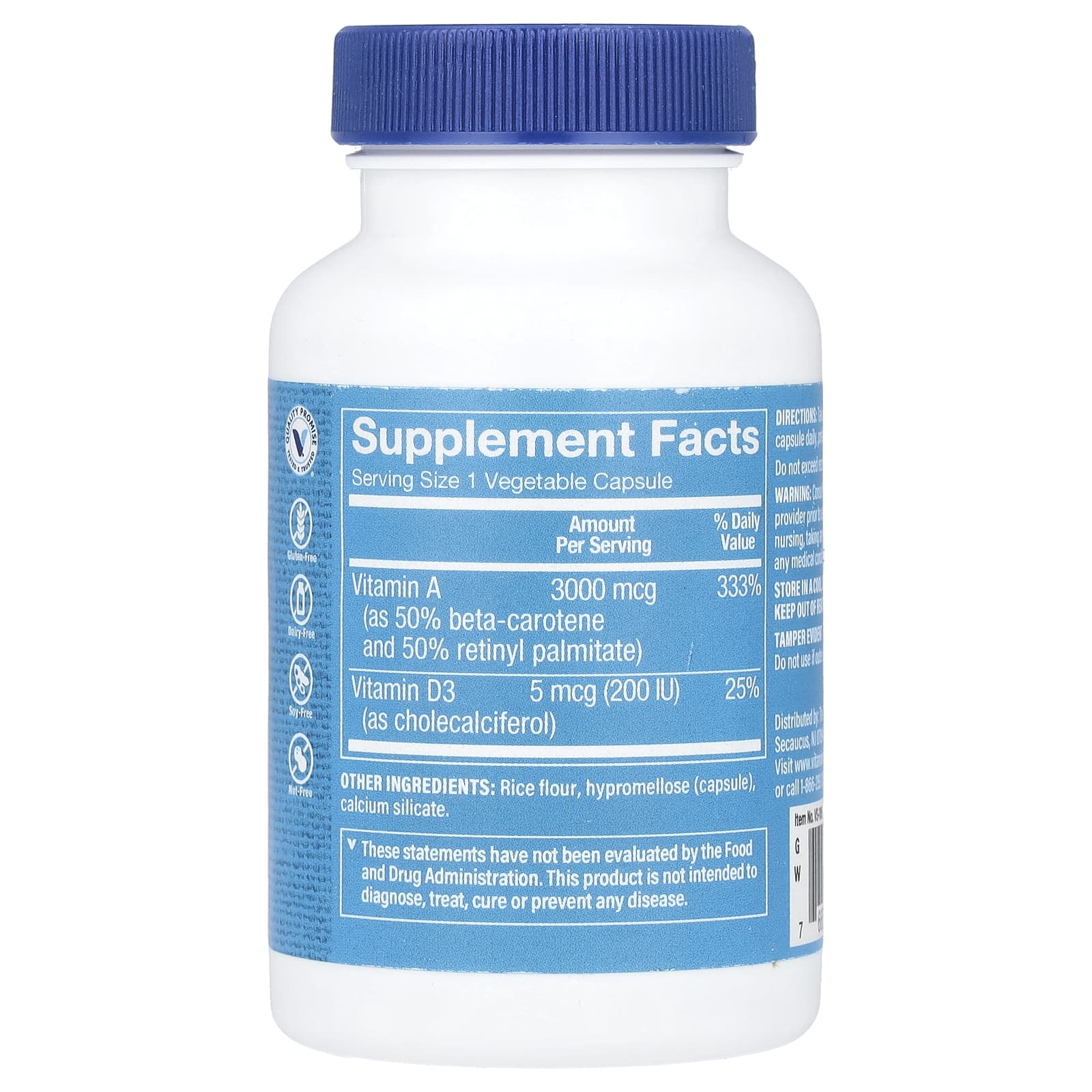 The Vitamin Shoppe, Vitamin A & D3, 100 Vegetable Capsules - Image 2