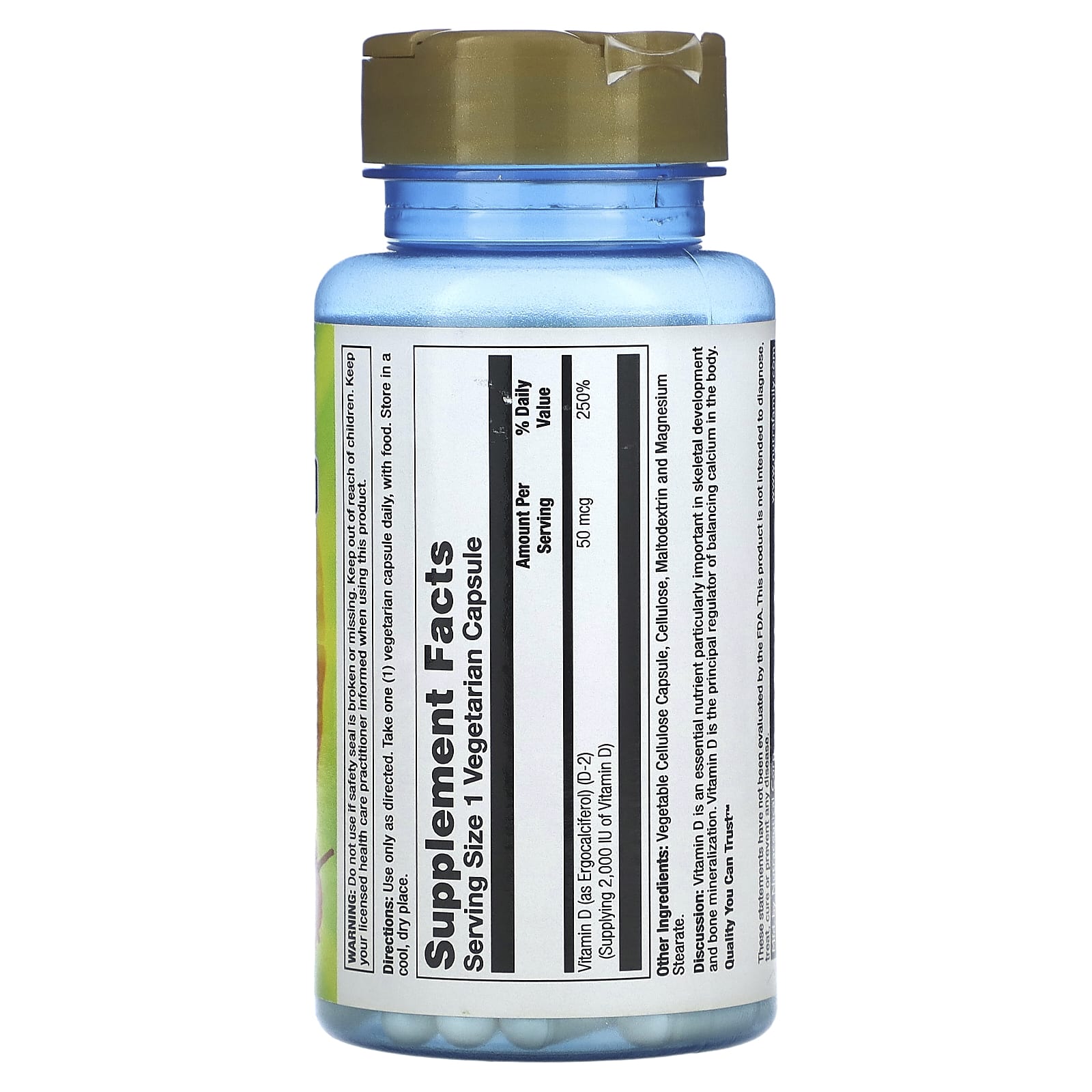Nature's Life, Vitamin D-2, 50 mcg (2,000 IU), 90 Vegetarian Capsules - Image 2