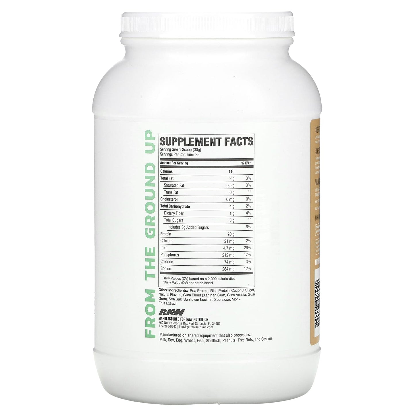 Raw Nutrition, Vegan Protein, Vanilla, 1.65 lbs (750 g) - Image 2