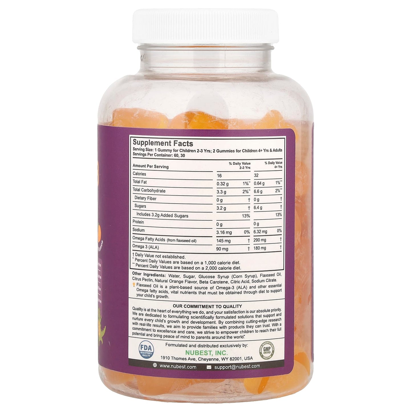 NuBest, Omega-3 Gummies + ALA from Flaxseed Oil, Age 2+, Orange, 60 Gummies - Image 2
