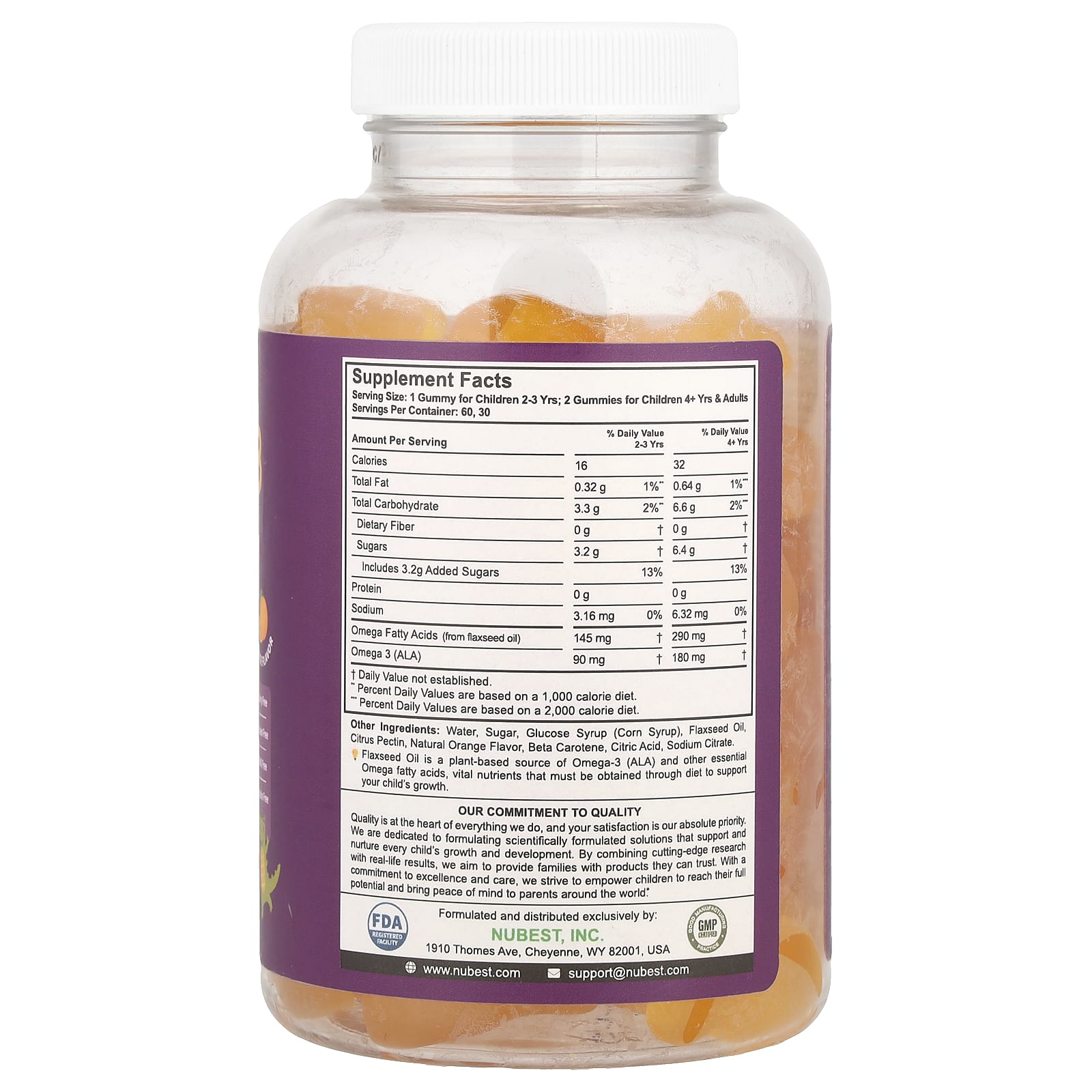 NuBest, Omega-3 Gummies + ALA from Flaxseed Oil, Age 2+, Orange, 60 Gummies - Image 2