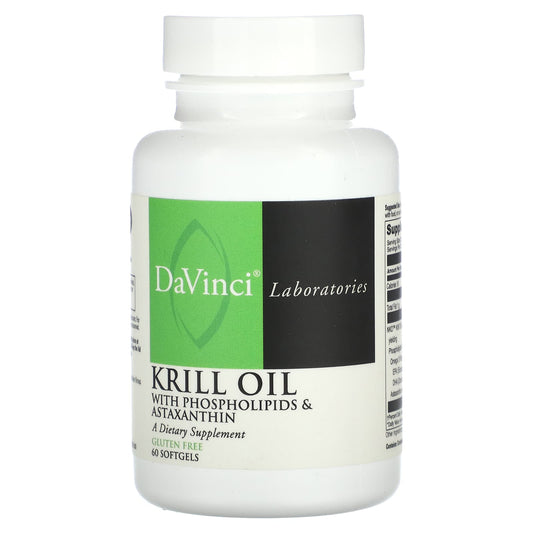 DaVinci Laboratories Krill Oil, 60 Softgels with Omega-3 & Astaxanthin - Image 1