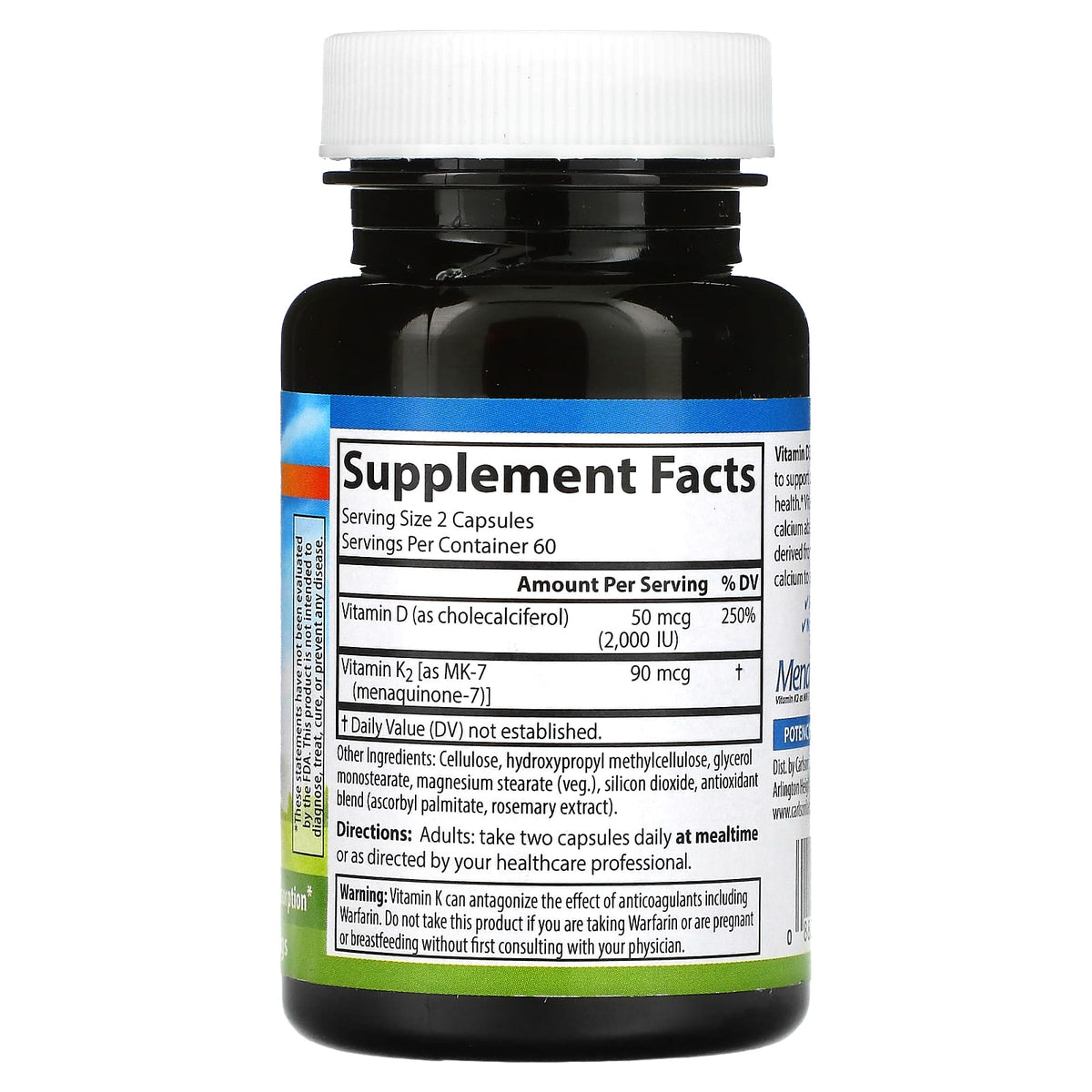 Carlson Vitamin D3 + K2 120 Capsules for Bone & Heart Health - Image 2
