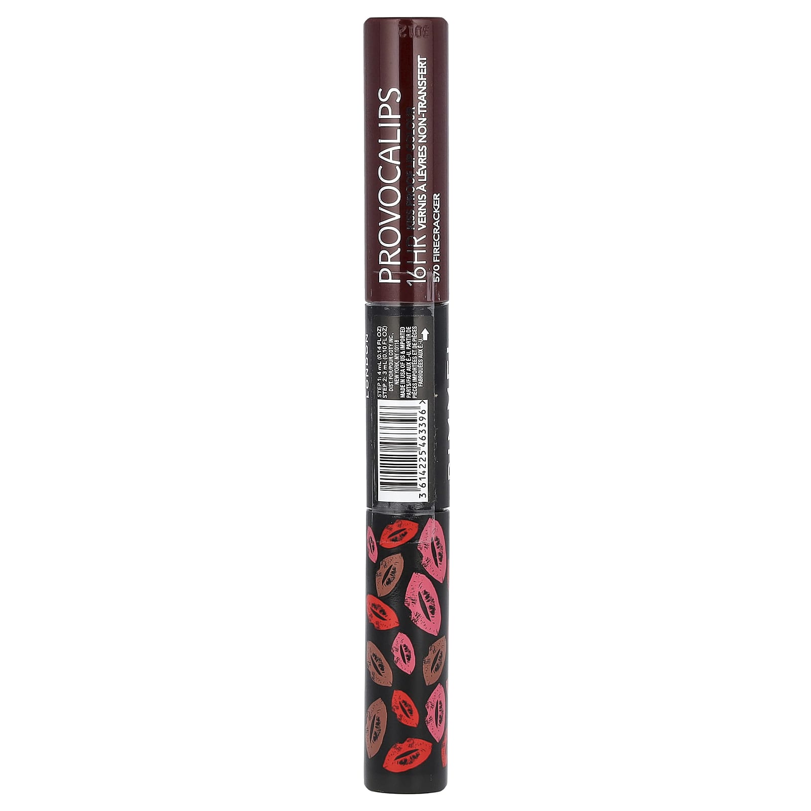 Rimmel London, Provocalips, 16HR Kiss Proof Lip Color, 570 Firecracker, 0.14 fl oz (4 ml) / 0.1 fl oz (3 ml) - Image 2
